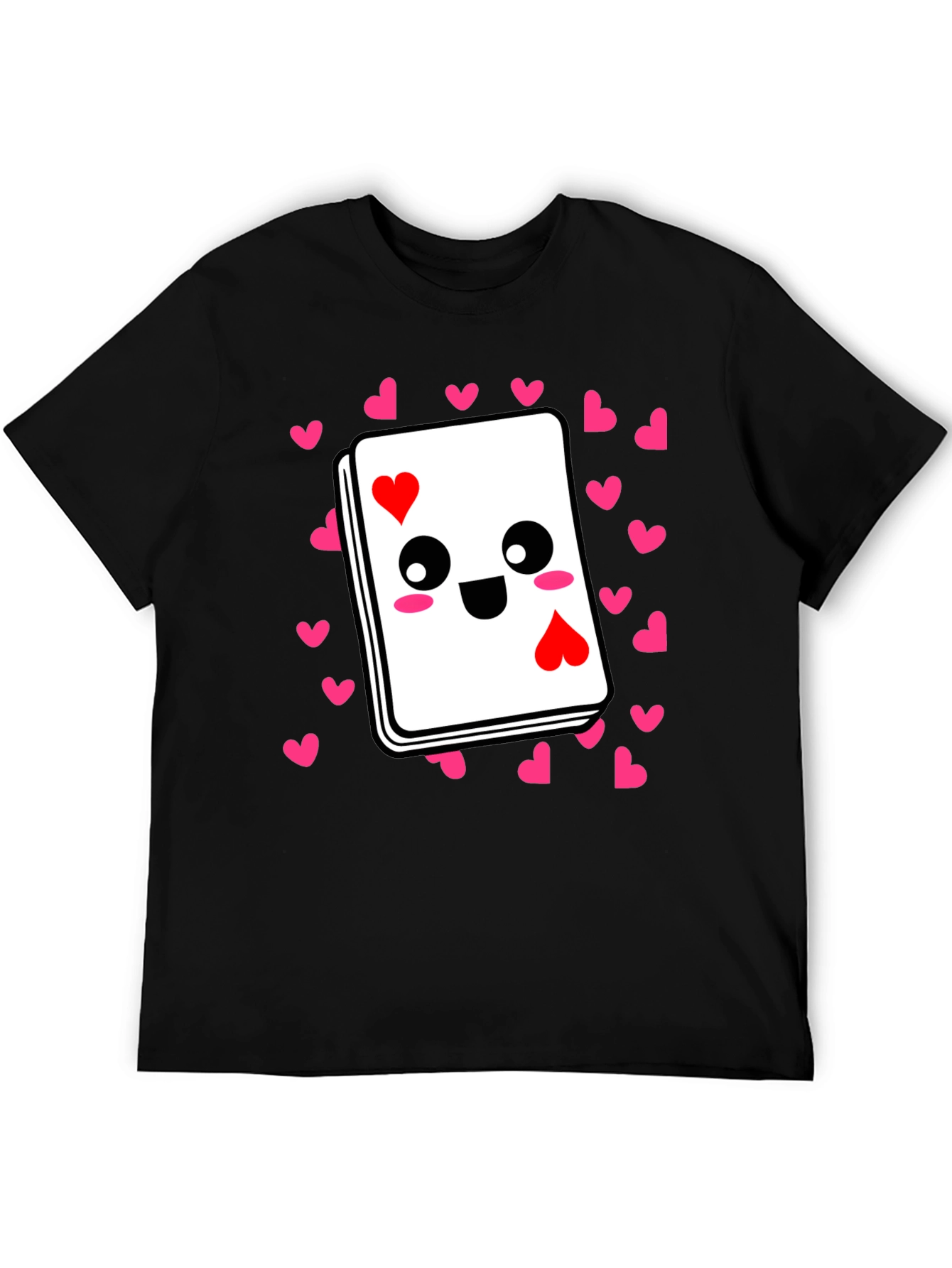 Black Ace of Hearts Kawaii T-Shirt - Playful Valentine's Day Tee view 5