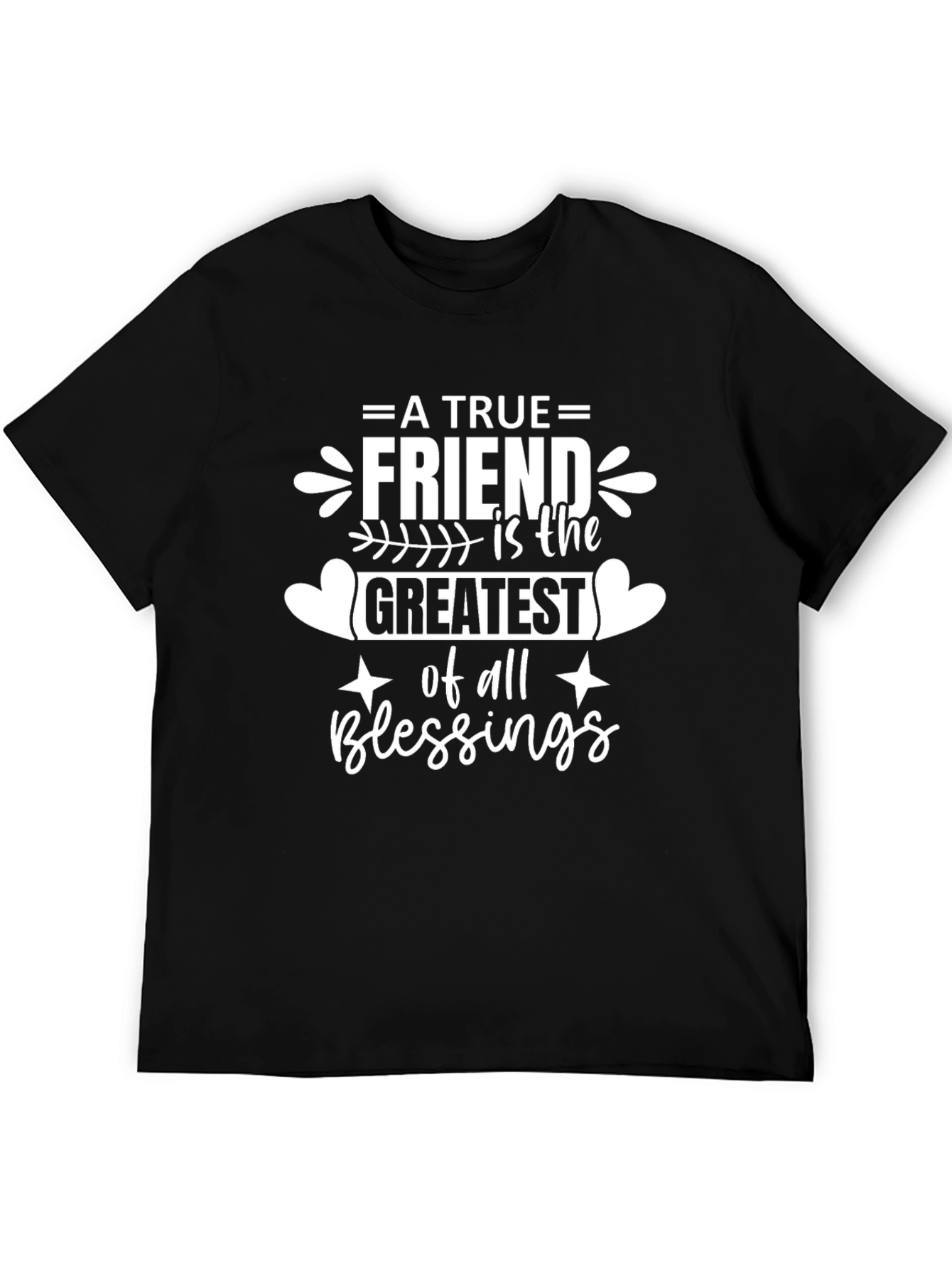 Black A True Friend T-Shirt - Black Graphic Tee view 5
