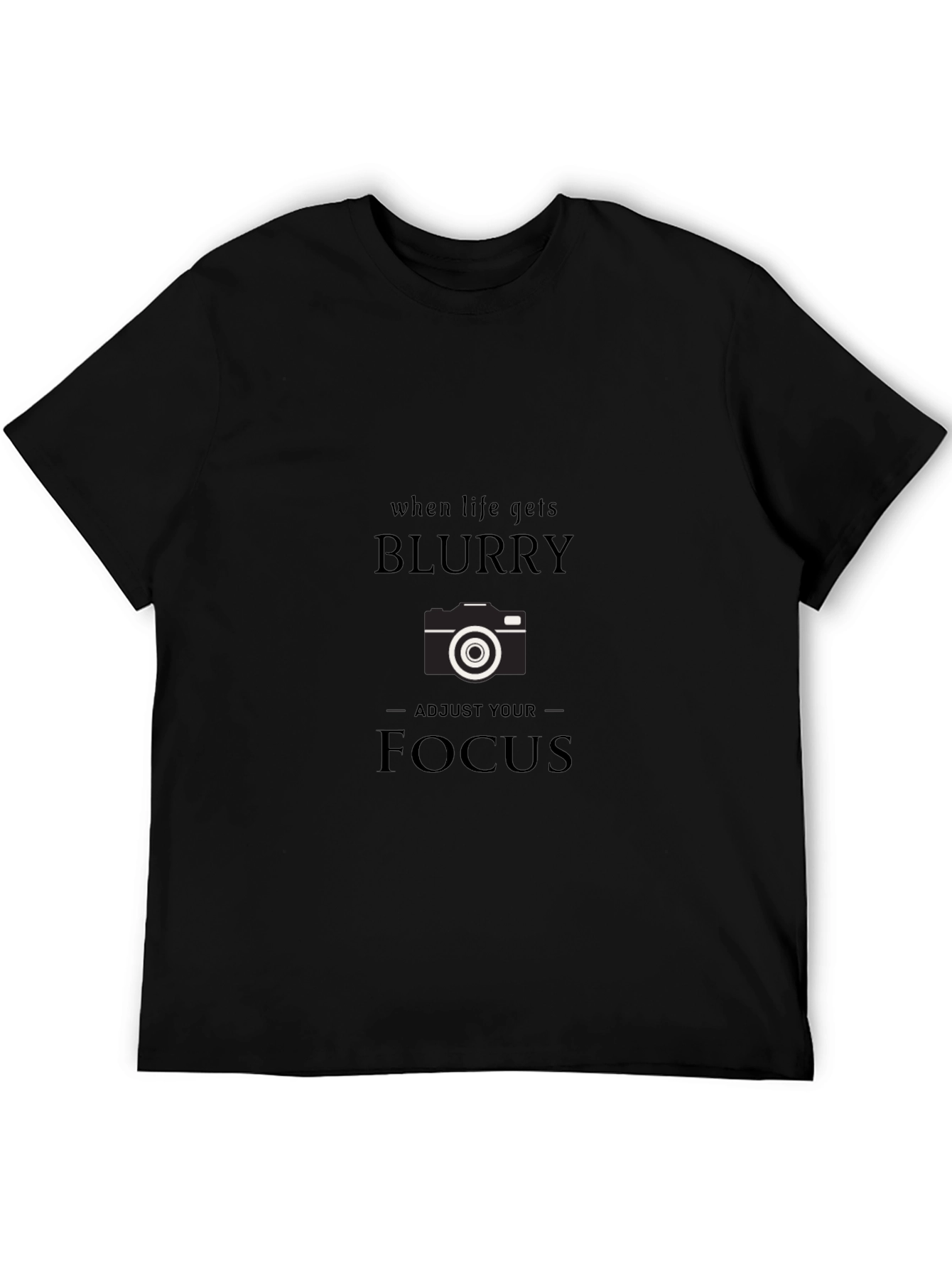 Black Blurry Focus Camera Graphic Tee - Black Cotton T-Shirt view 5