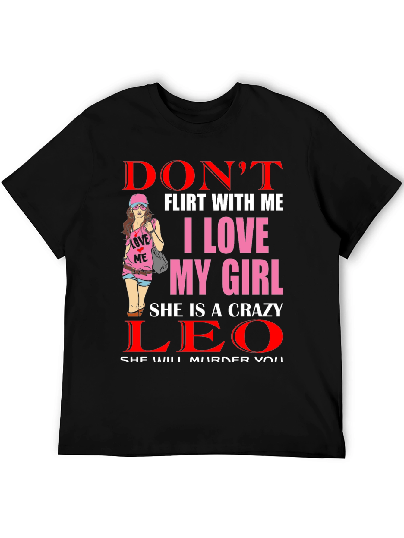Black Crazy Leo Girl Graphic Tee view 5