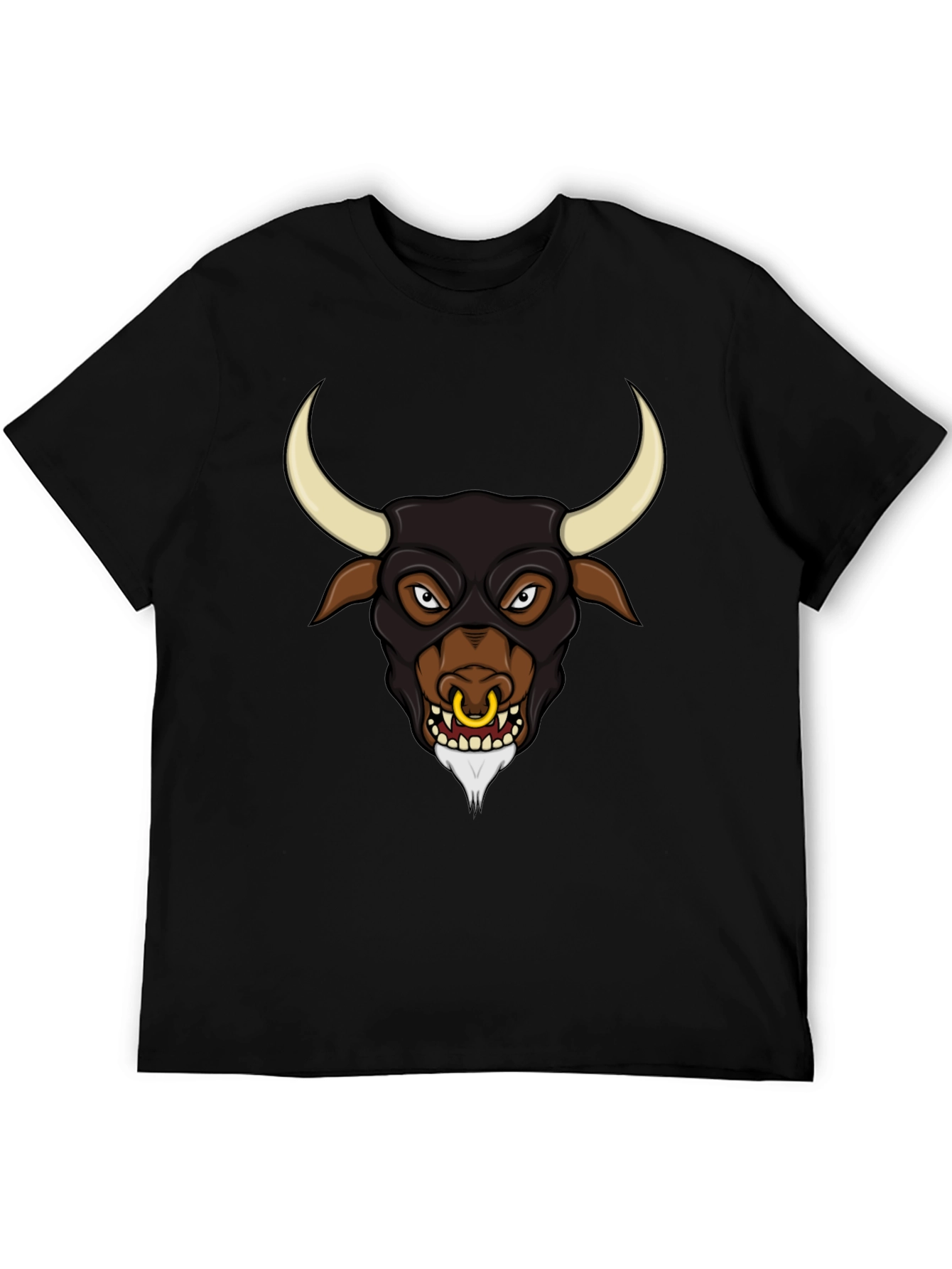Black Black Graphic Tee - Angry Bull Design view 5