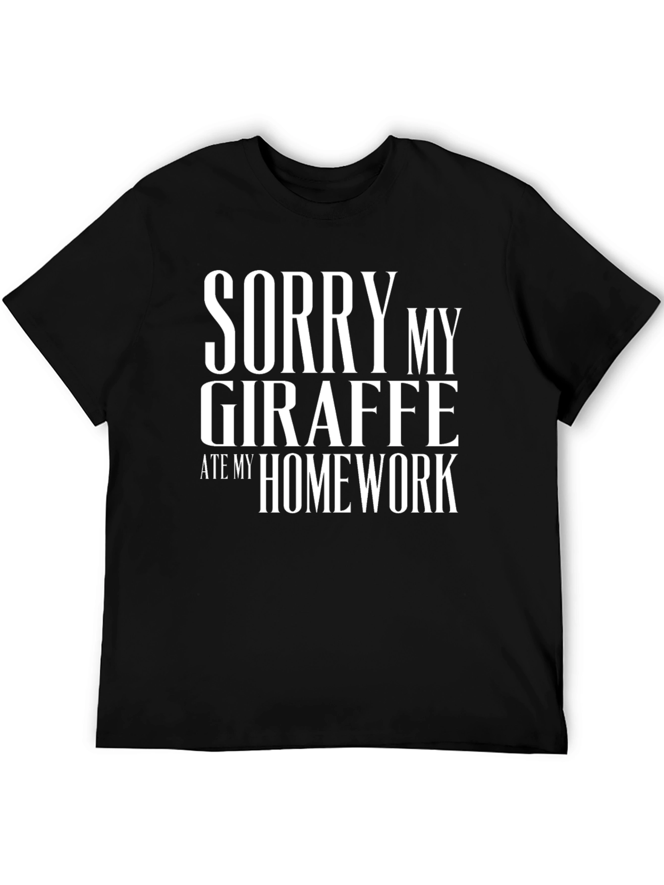 Black Funny Sorry My Giraffe Ate Homework Graphic T-Shirt view 5