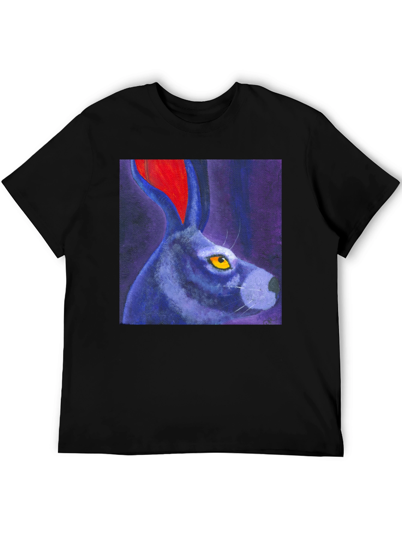 Black Rabbit Art Print Tee - Unique Graphic T-Shirt view 5
