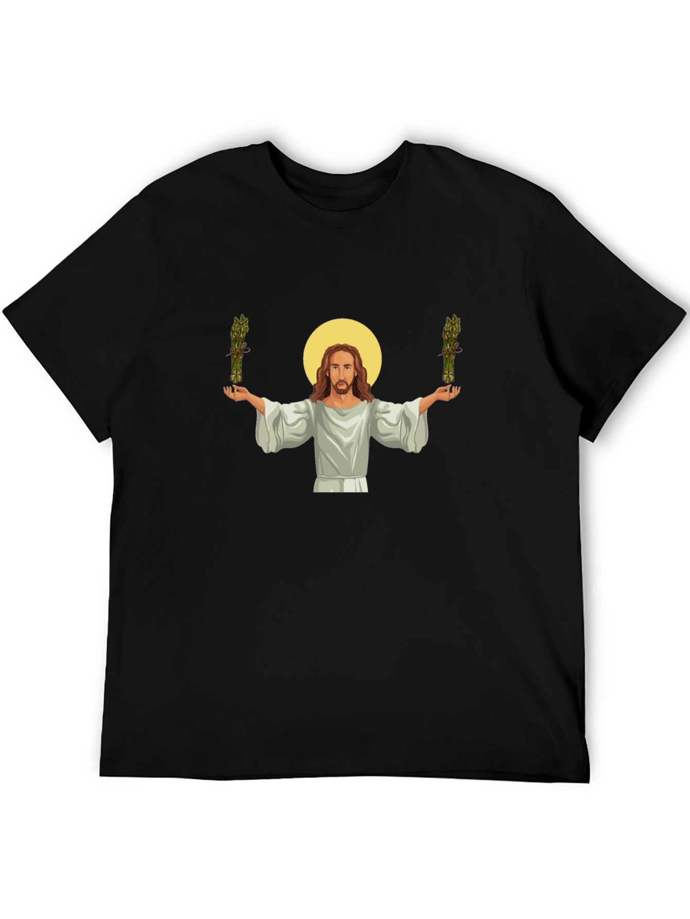 Black Jesus Asparagus Funny Graphic T-Shirt view 5