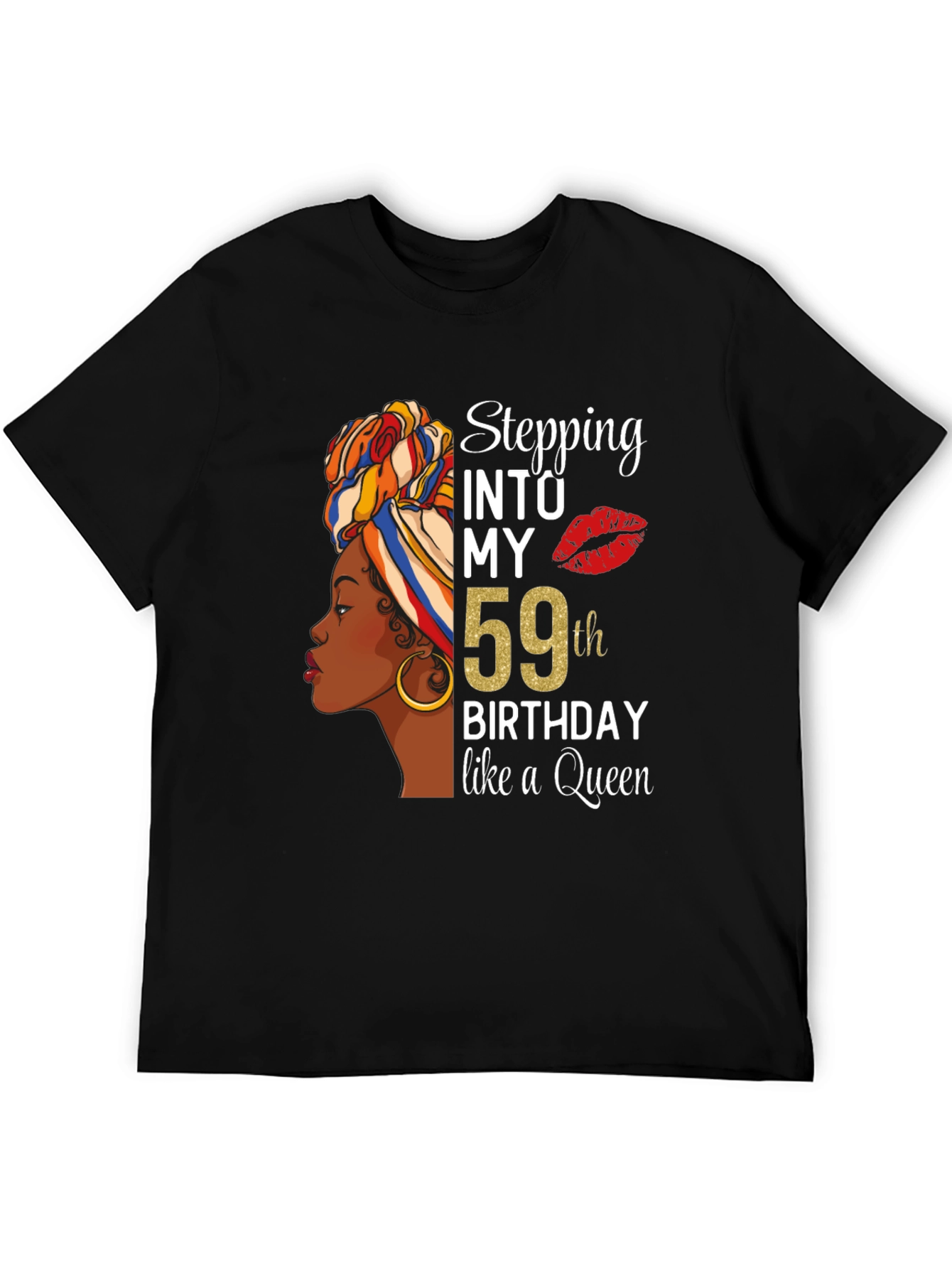 Black Stepping Into My 59th Birthday Queen T-Shirt view 5