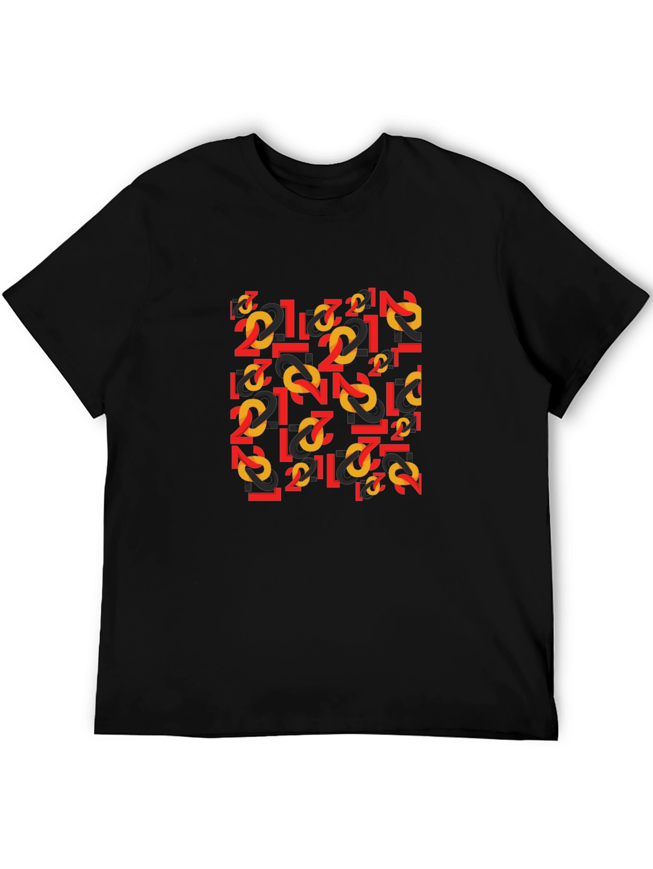 Black Bold Number Pattern Tee - Statement Graphic T-Shirt view 5