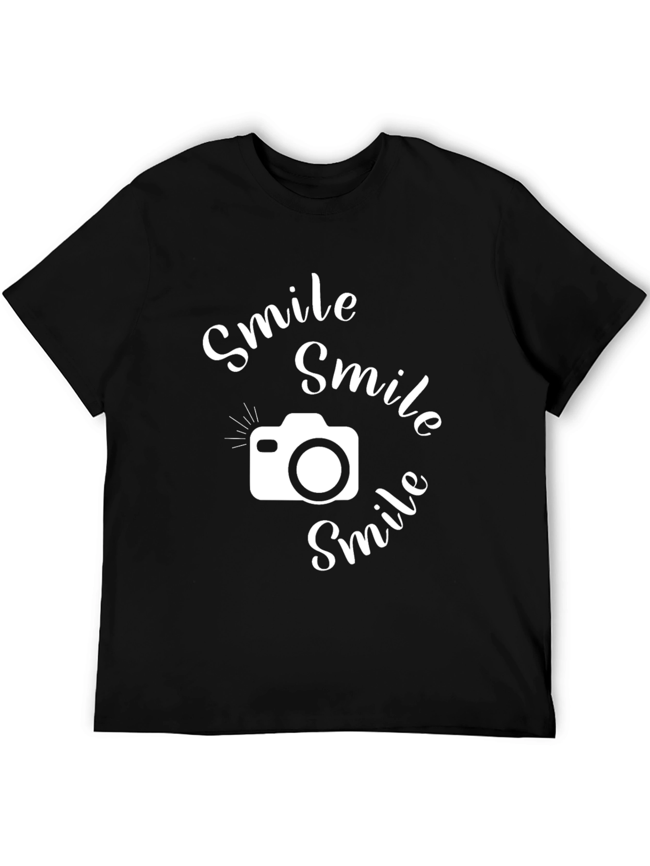 Black Smile Camera Graphic T-Shirt - Casual Black Tee view 5