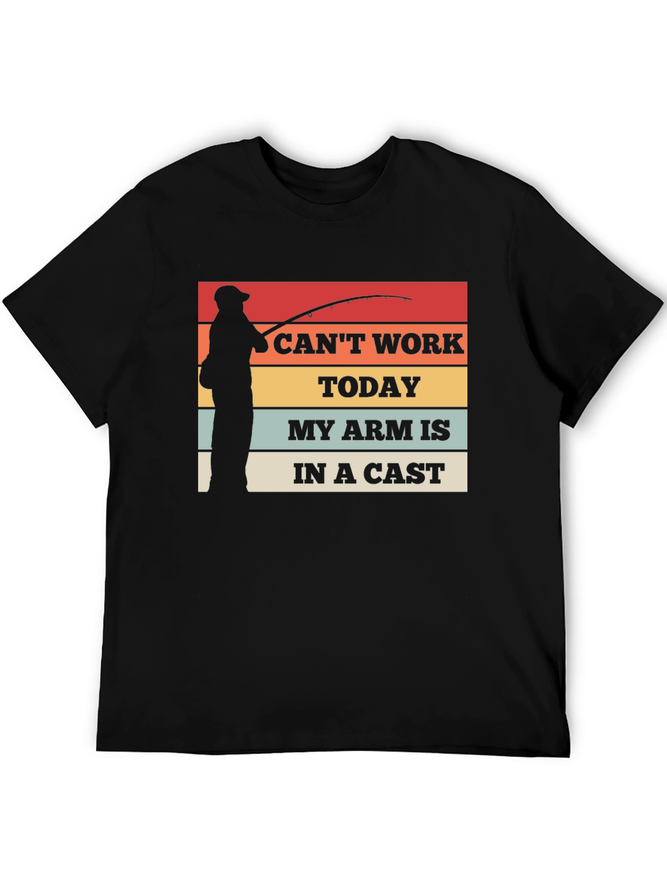 Black Funny Fishing T-Shirt: "I Can't Work Today" view 5