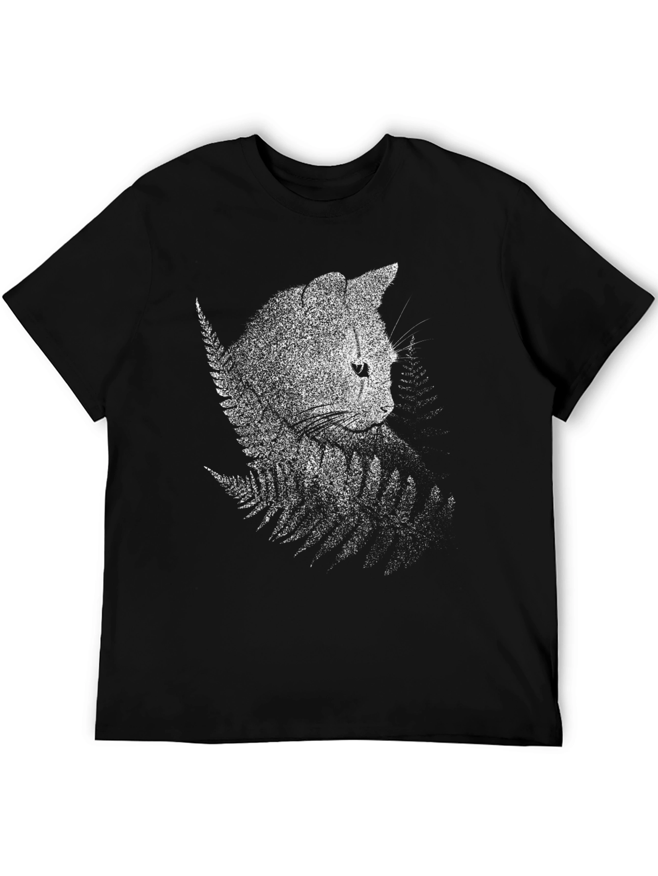 Black Cat Fern T-Shirt - Nature Inspired Graphic Tee view 5