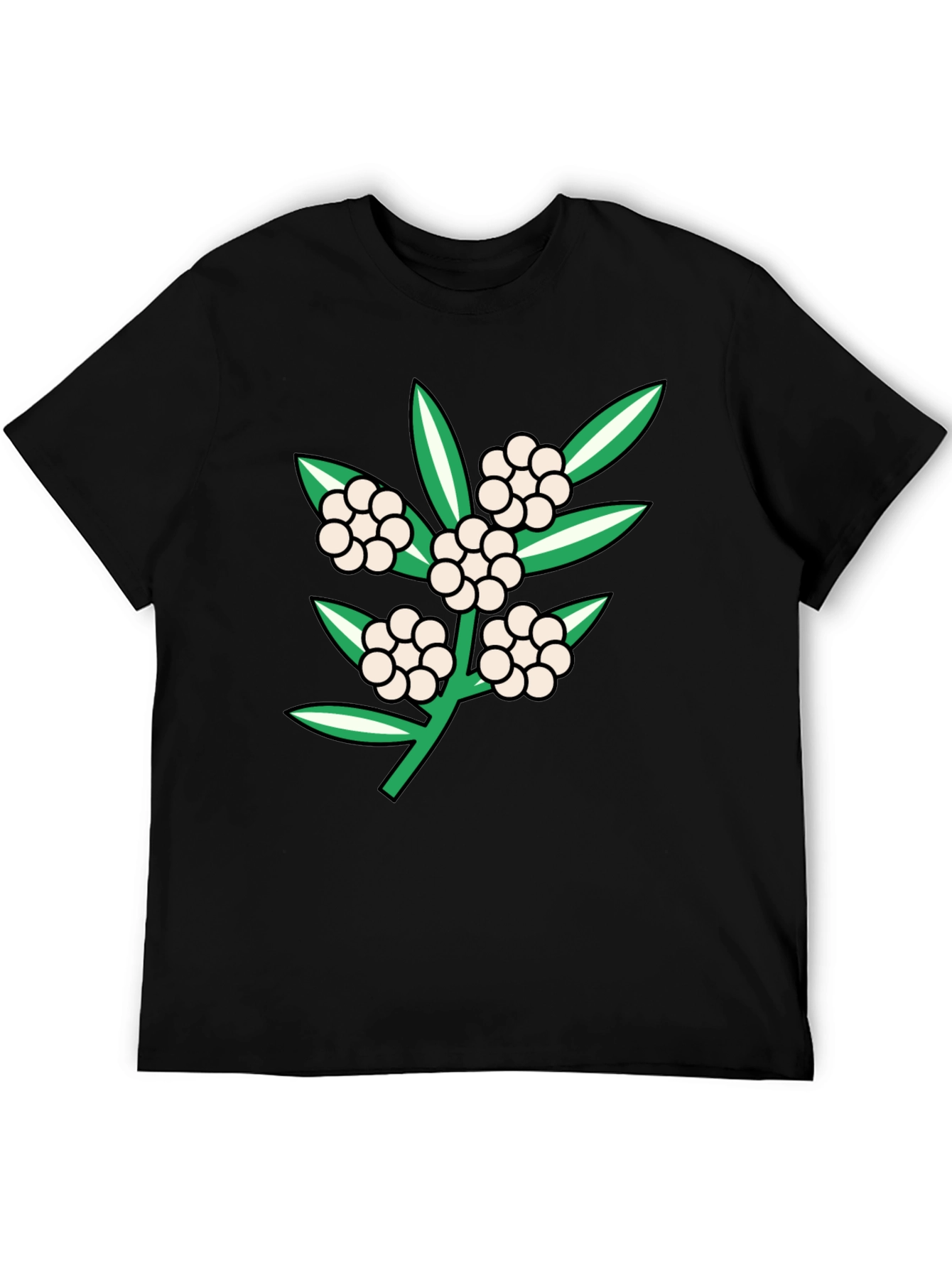 Black Floral Design Tee - Black Cotton Blend view 5