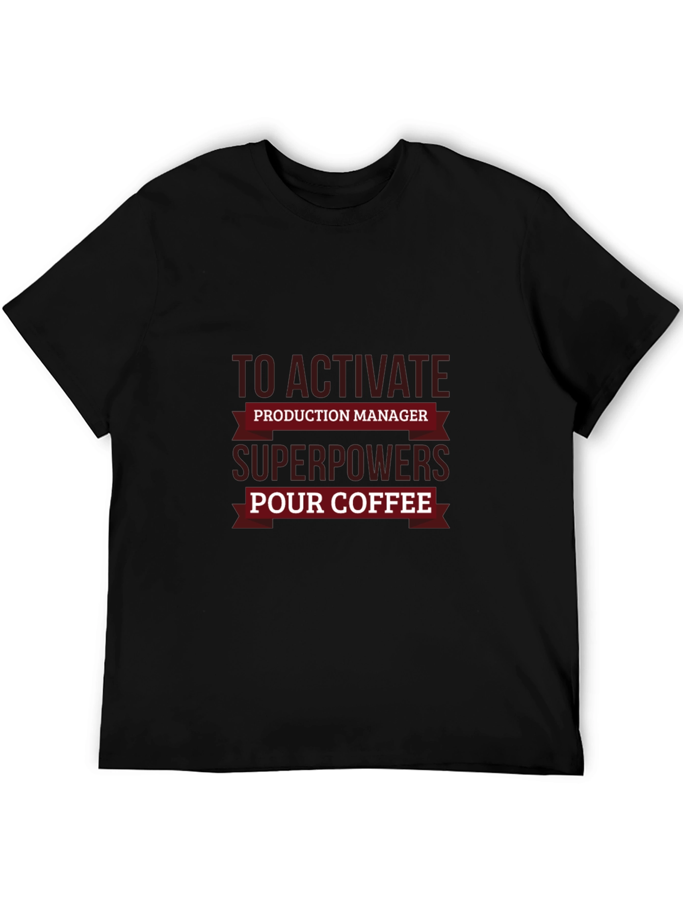 Black Production Manager Superpowers Coffee T-Shirt view 5