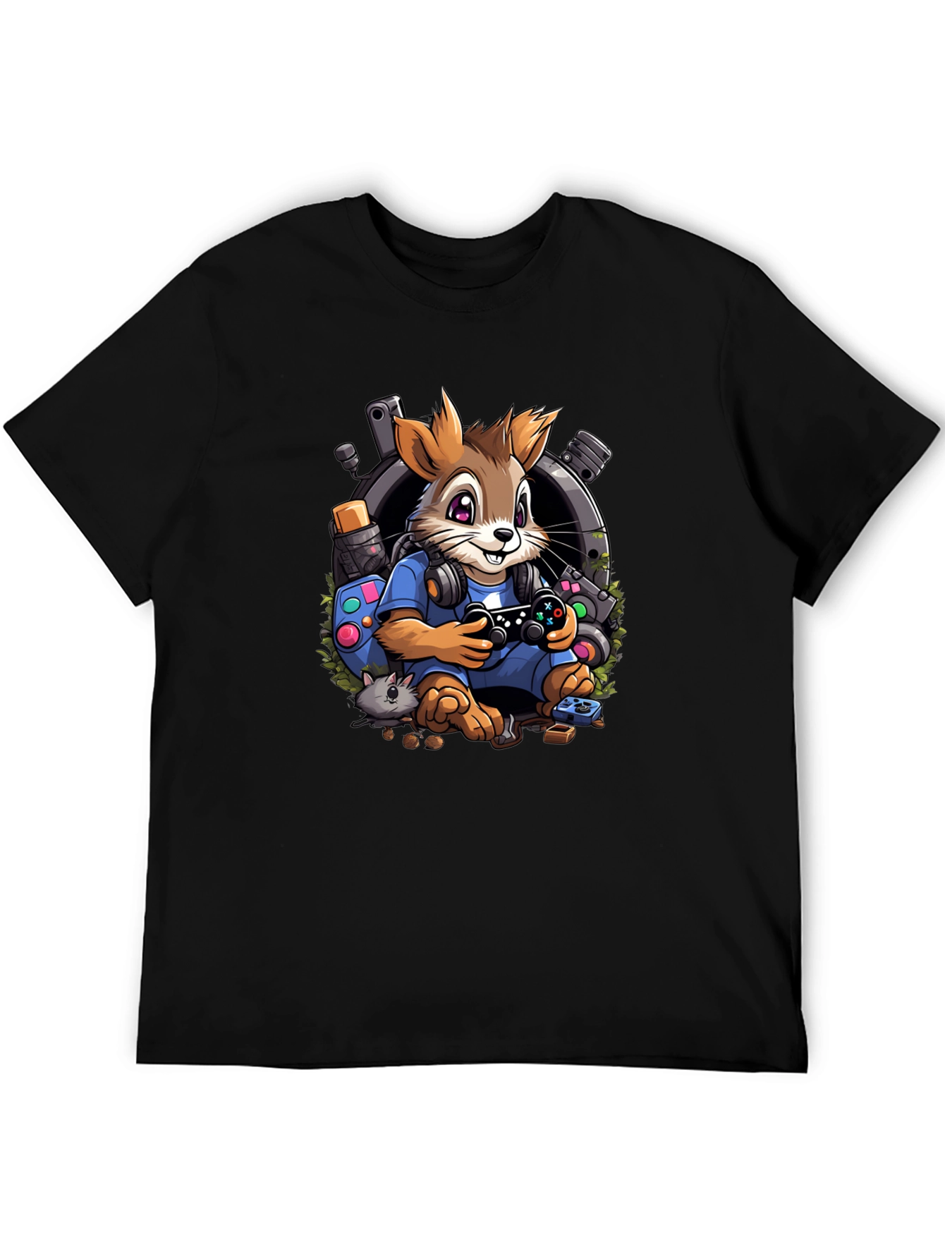 Black Gamer Squirrel T-Shirt view 5