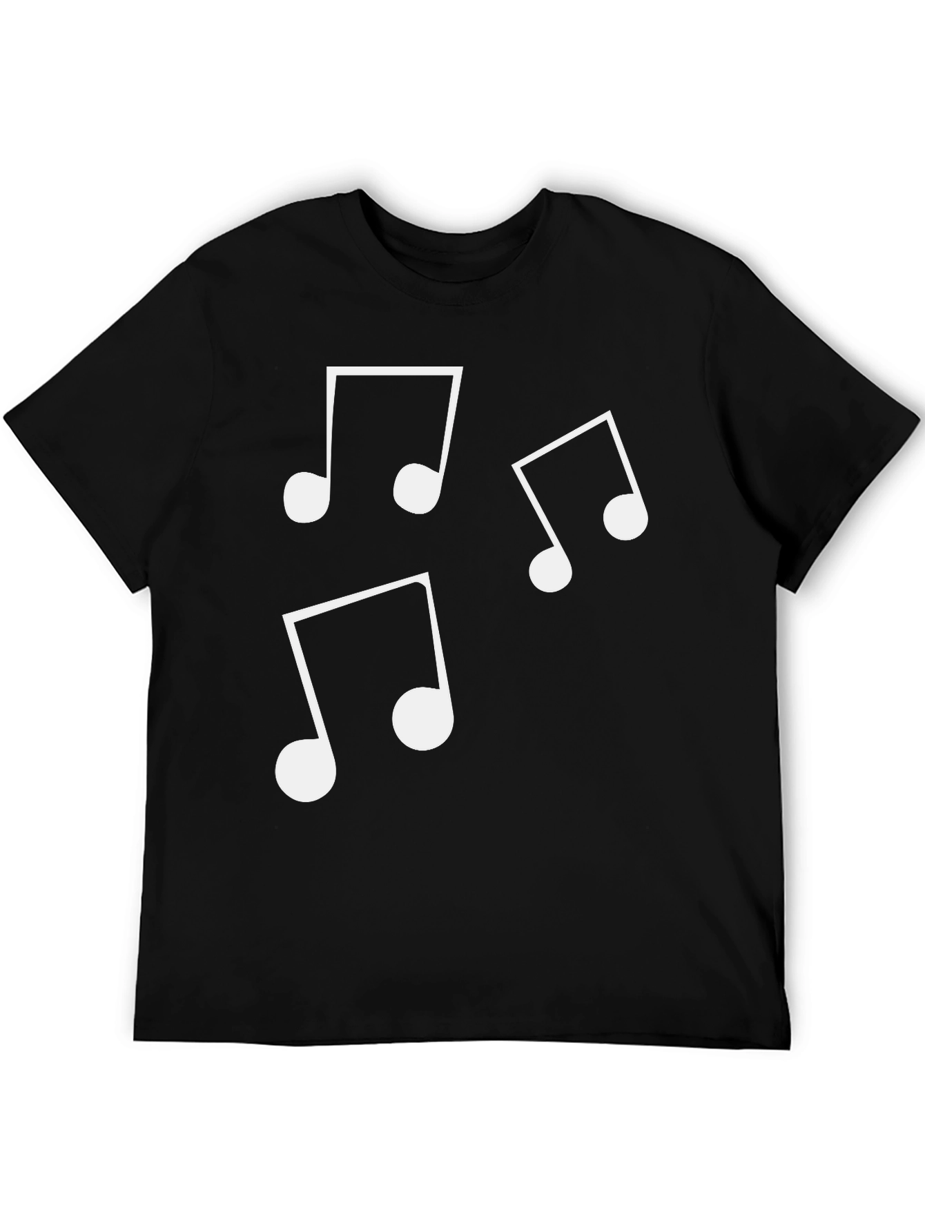 Black Musical Notes Graphic T-Shirt - Casual Wear view 5