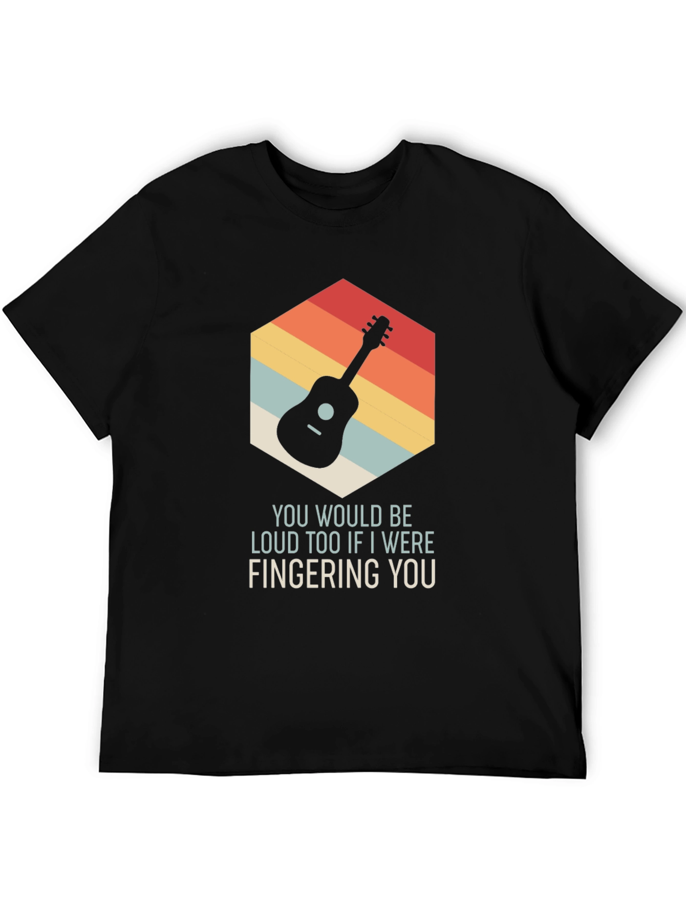 Black Guitar Fingering T-Shirt - Funny Music Tee view 5