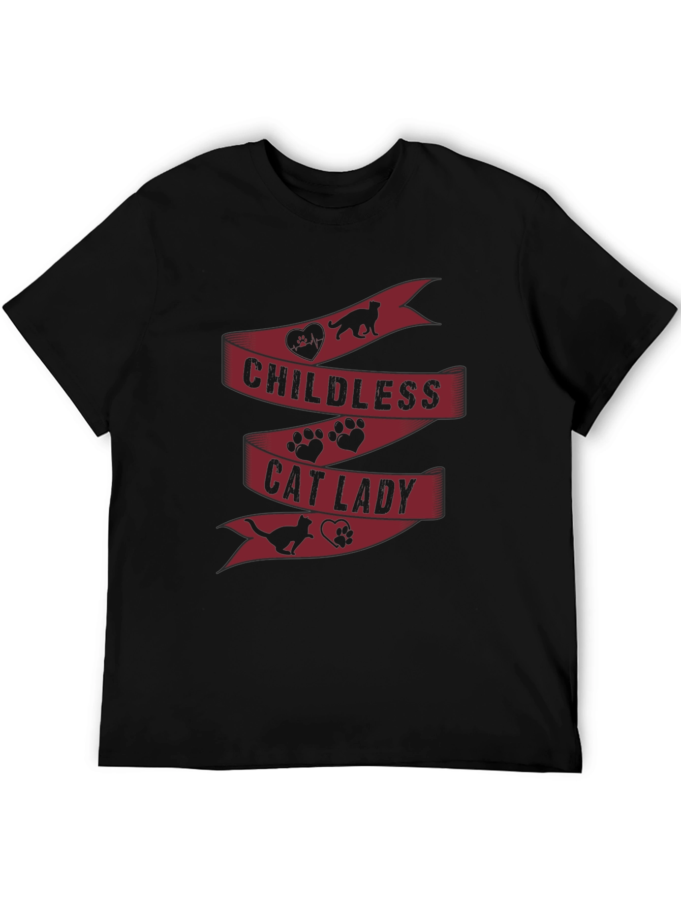 Black Childless Cat Lady T-Shirt - Novelty Graphic Tee view 5