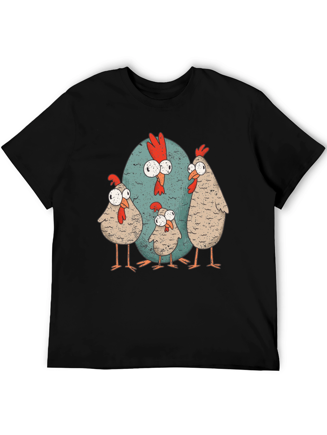 Black Funny Chicken Family Graphic Tee - Quirky Casual Wear view 5