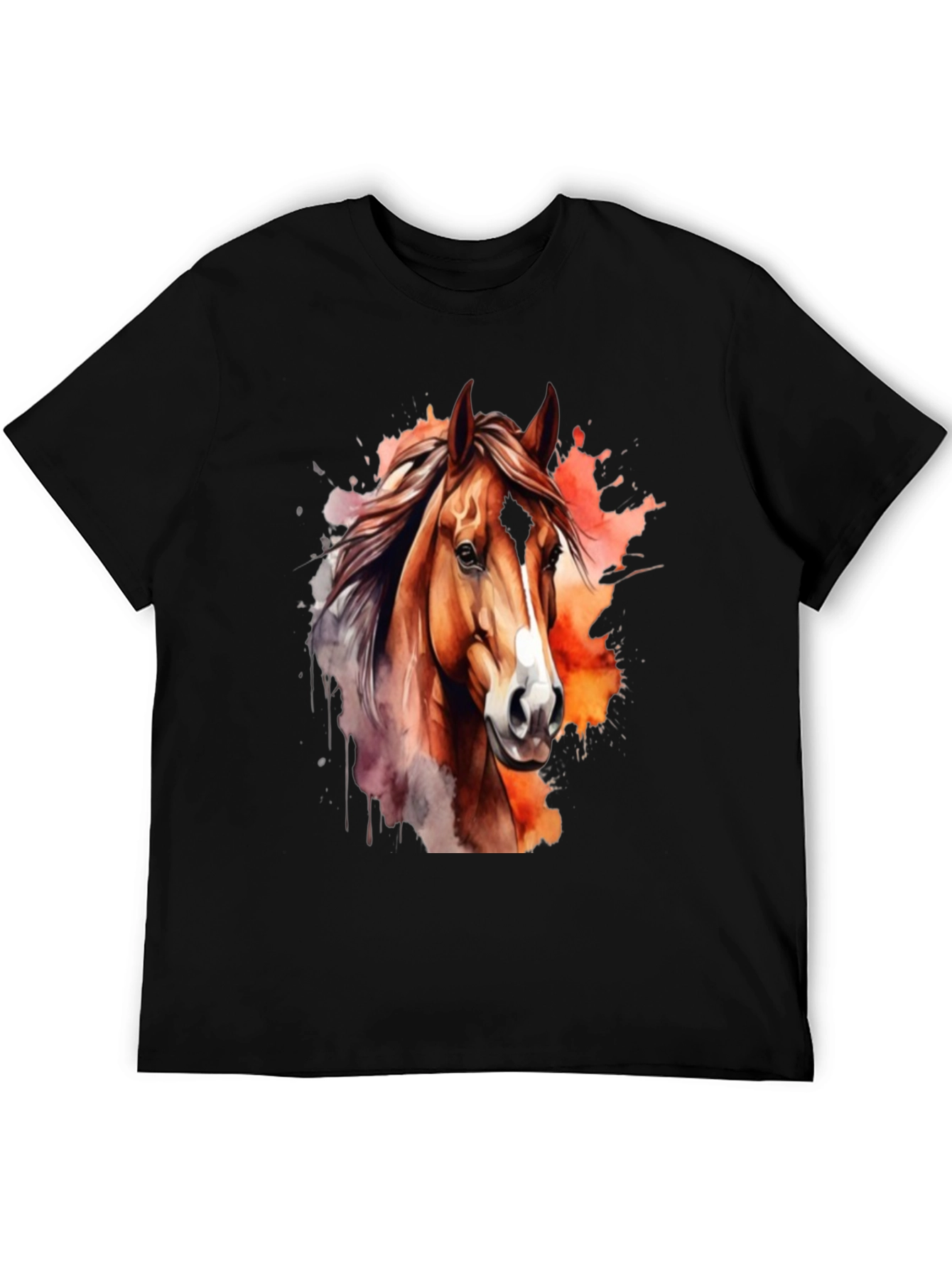 Black Horse Watercolor Graphic T-Shirt - Stylish Men's Tee view 5