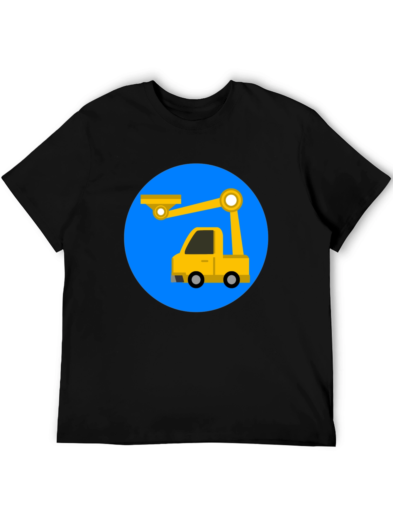 Black Cartoon Crane Truck T-Shirt - Black view 5