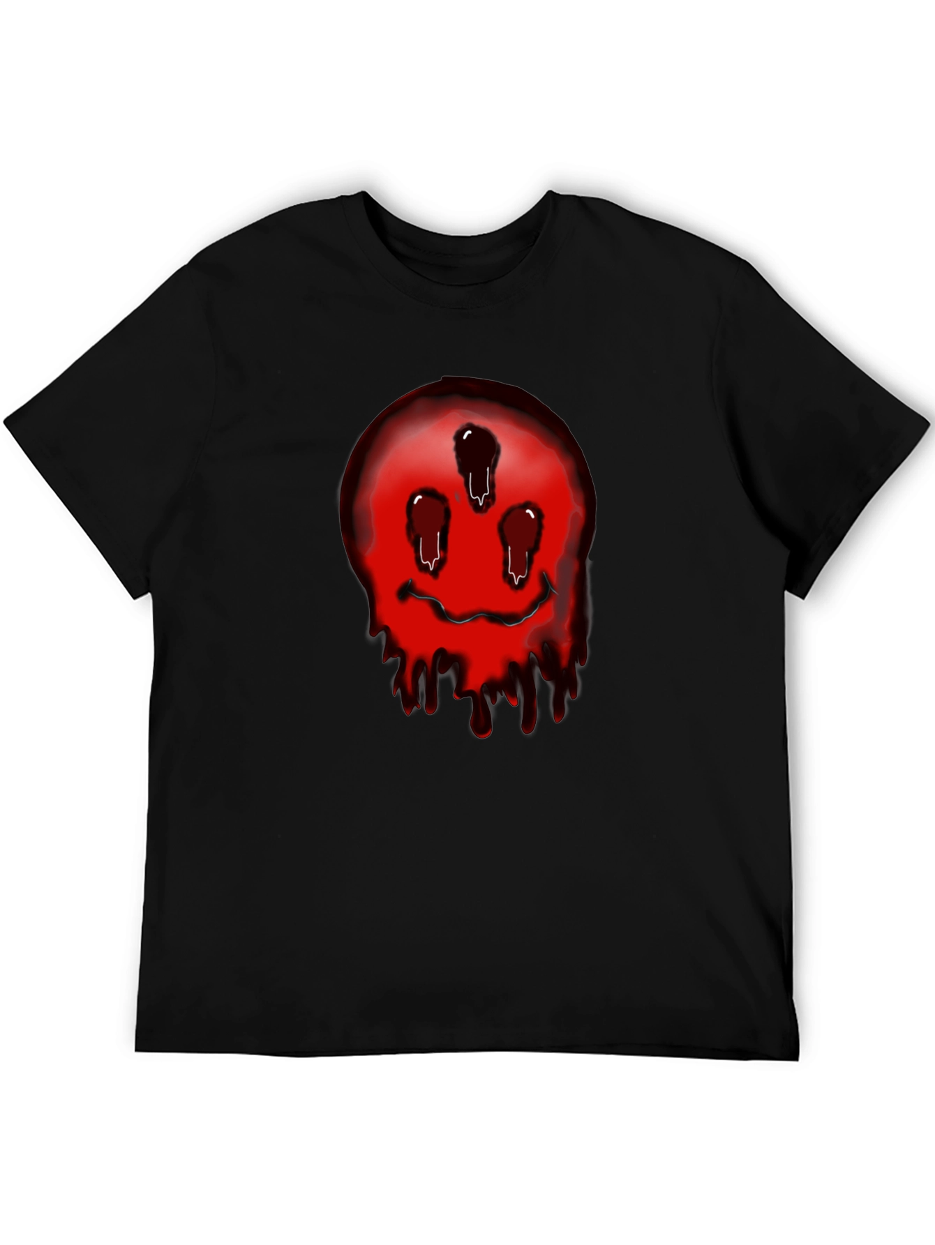 Black Dripping Smiley Face Graphic Tee - Black view 5