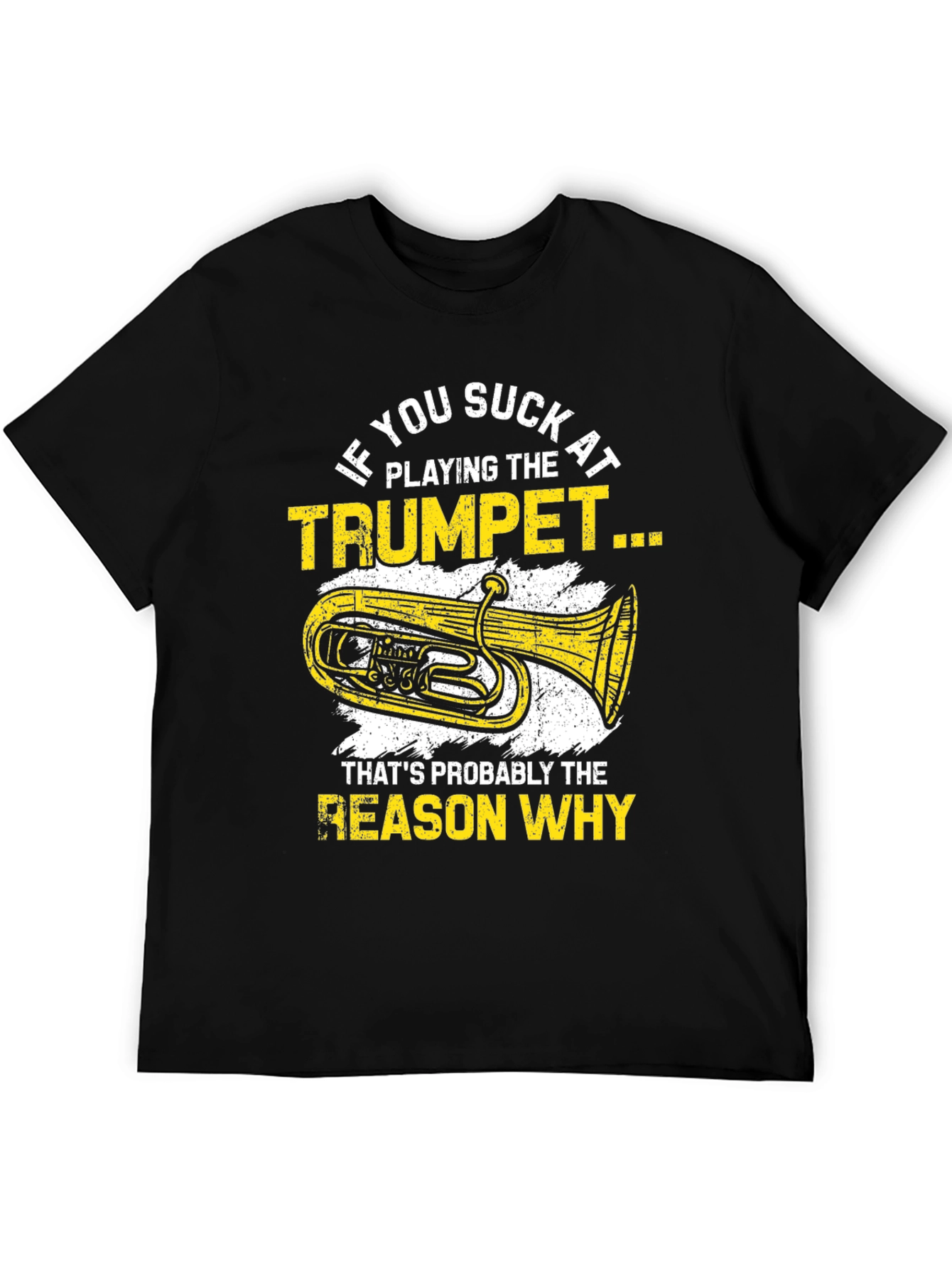 Black Funny Trumpet Player Graphic T-Shirt view 5