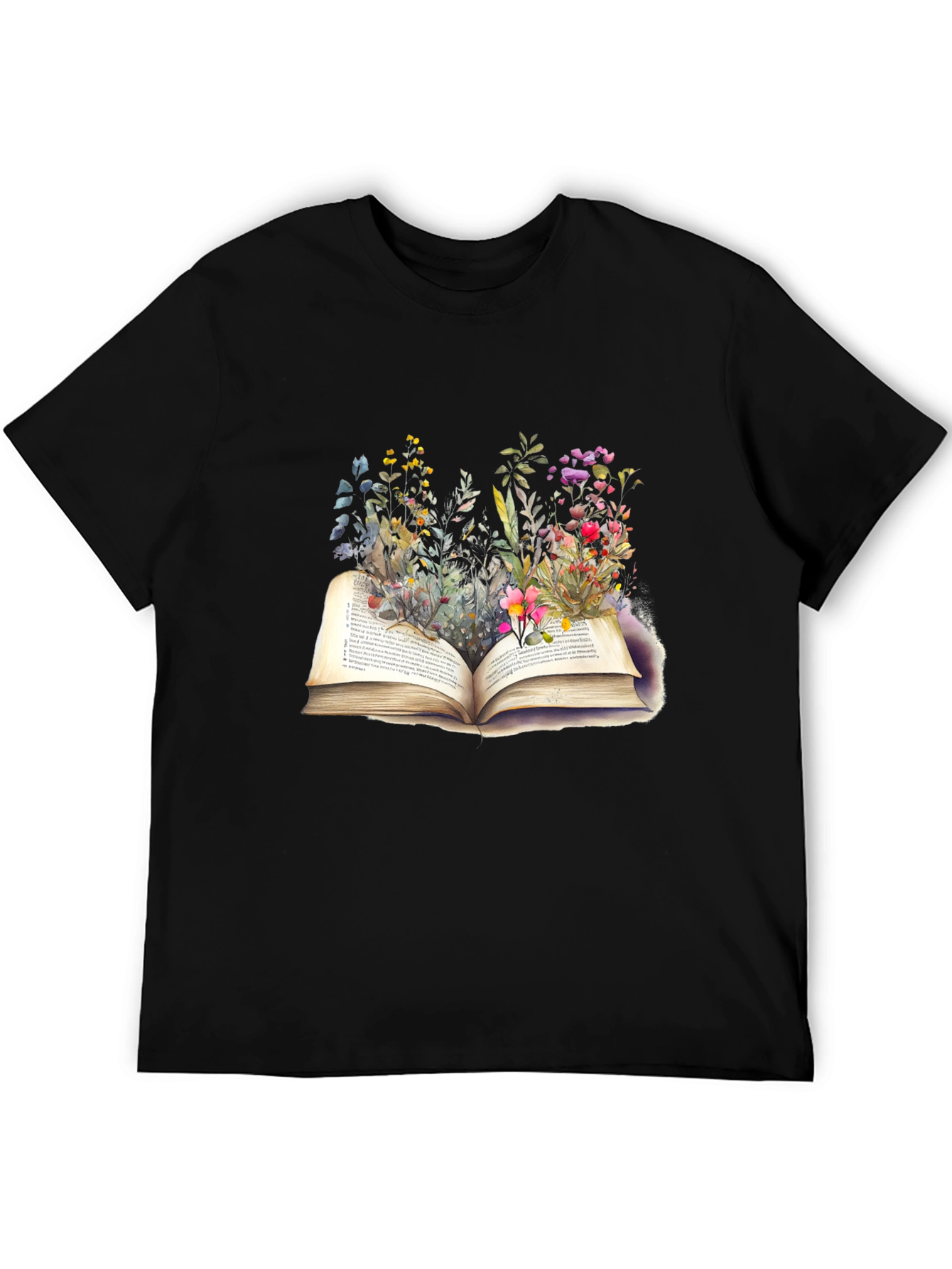 Black Floral Bookworm T-Shirt - Unisex view 5