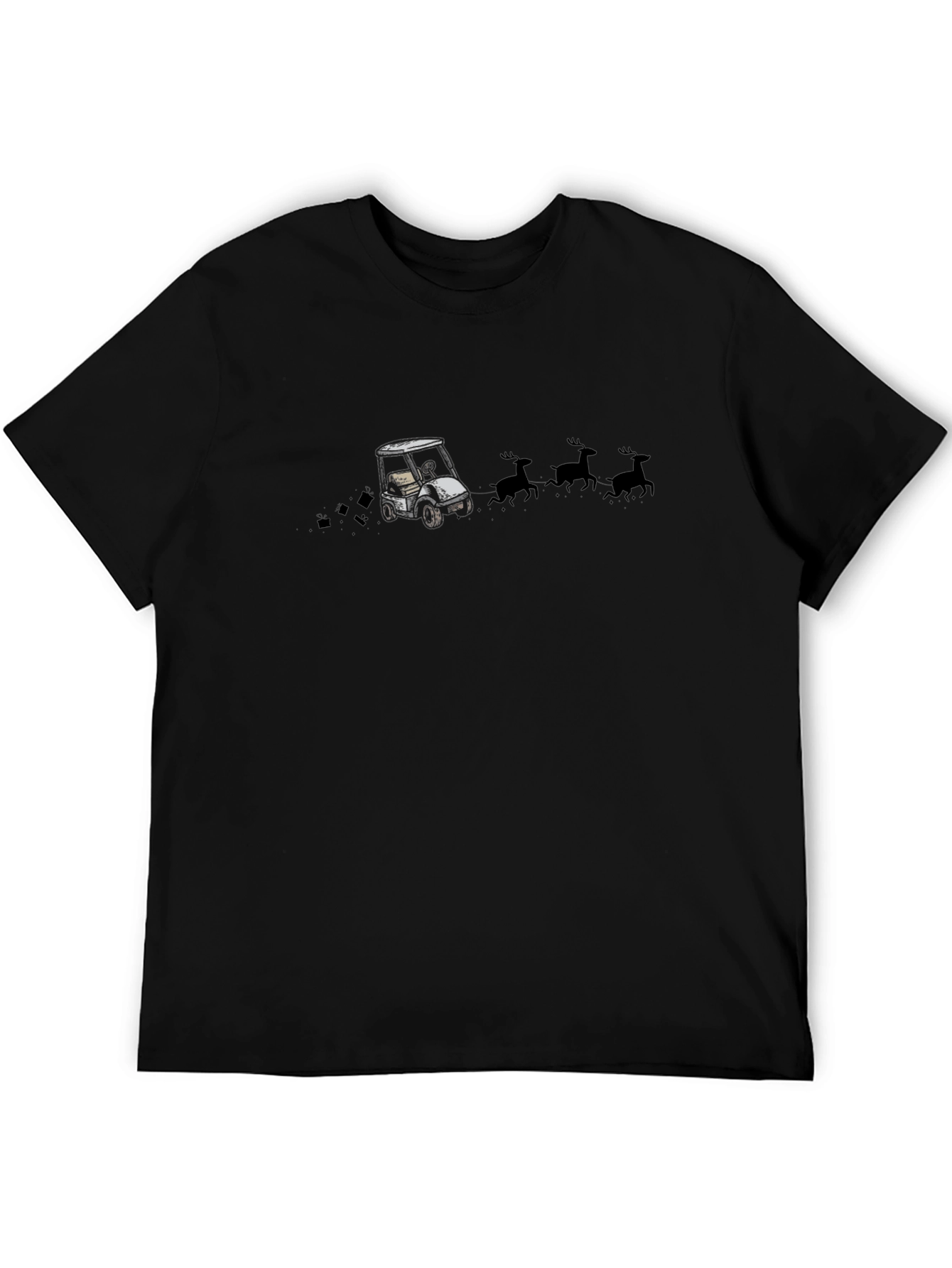 Black Golf Cart Sleigh T-Shirt view 5