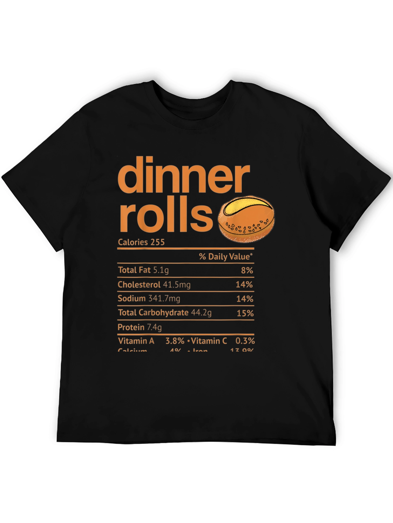 Black Dinner Rolls Nutrition Facts T-Shirt view 5