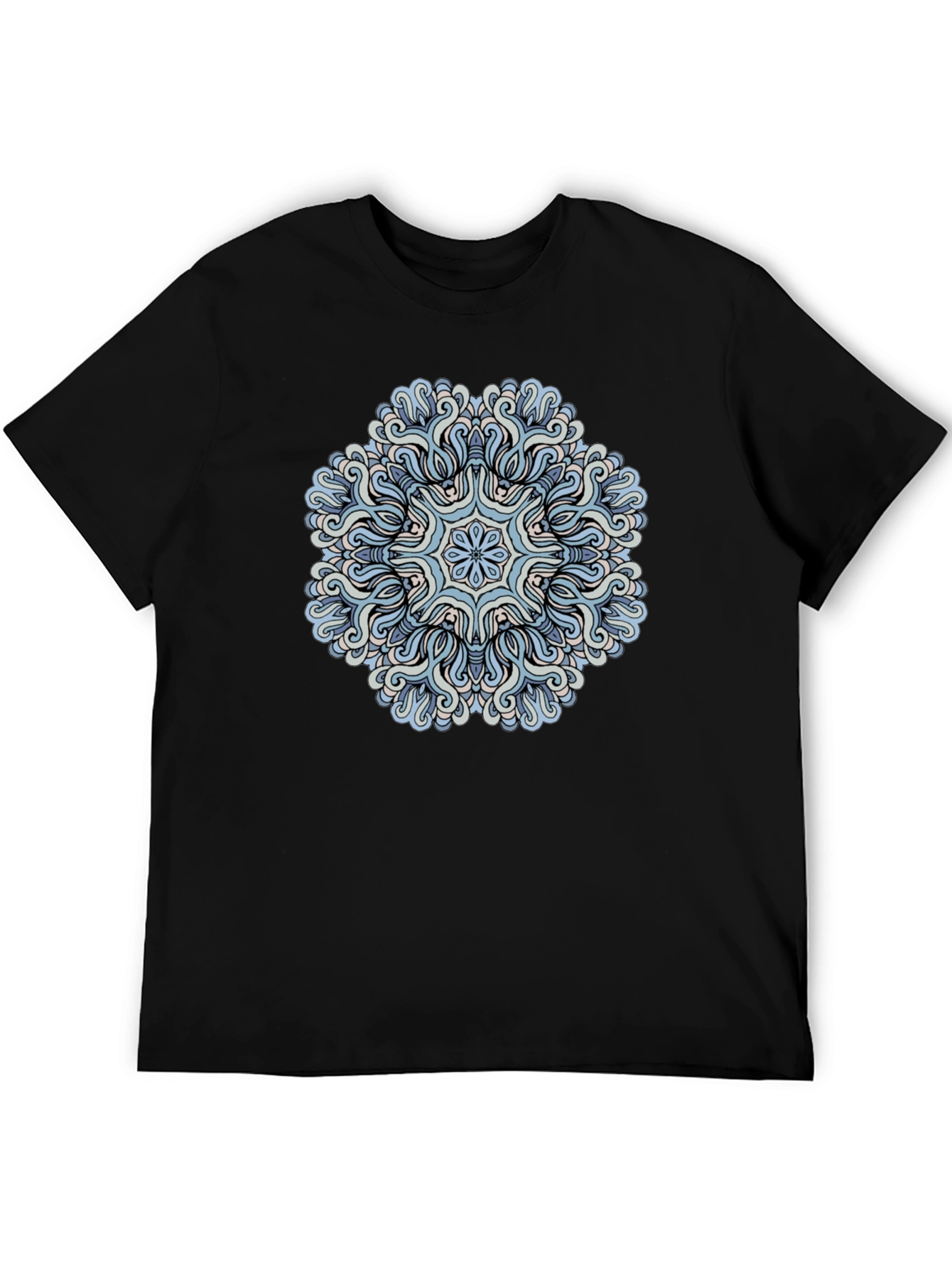 Black Blue Mandala Graphic Tee - Men's Black T-Shirt view 5
