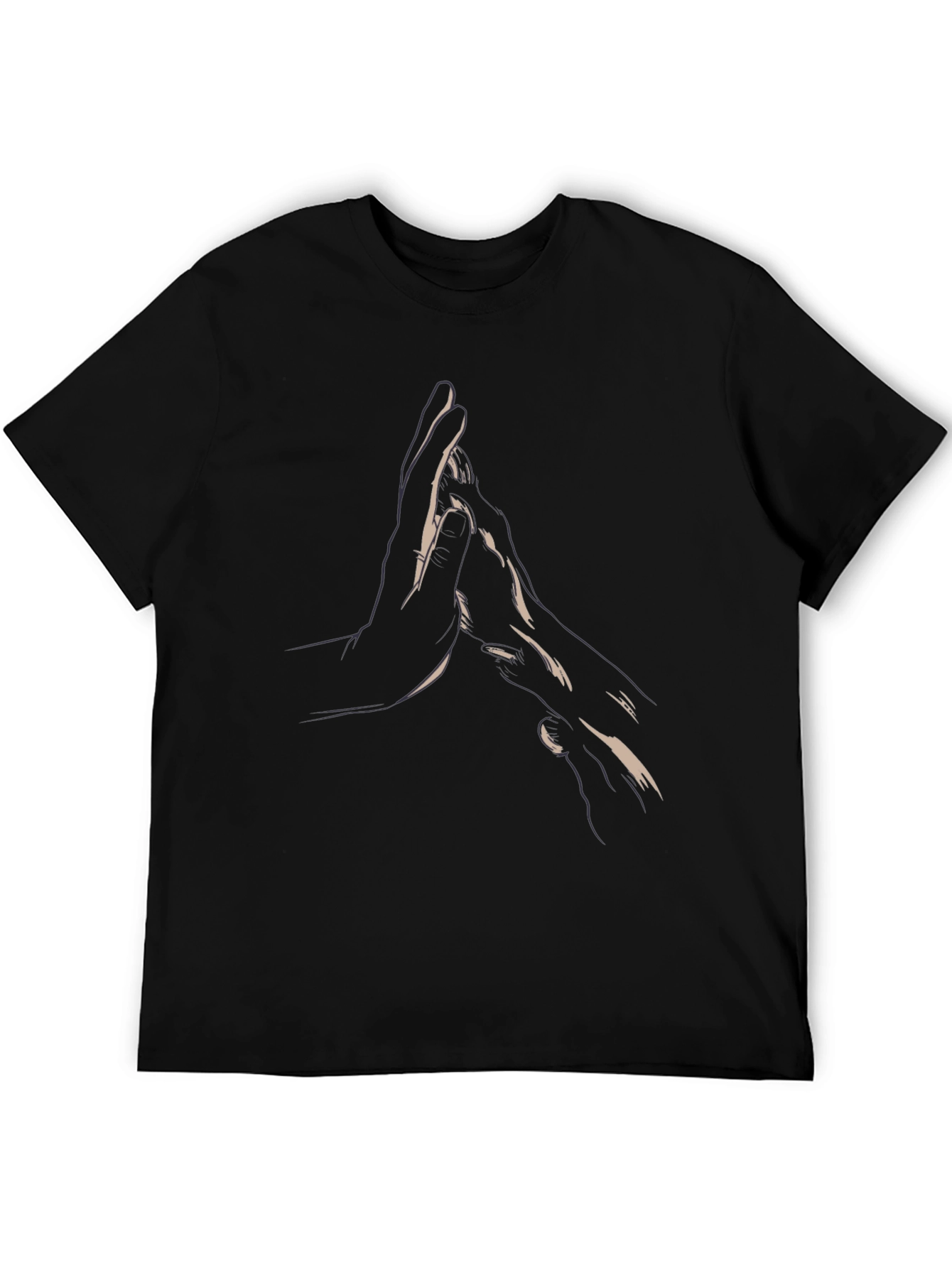 Black Minimalist Hands Graphic Black Tee view 5