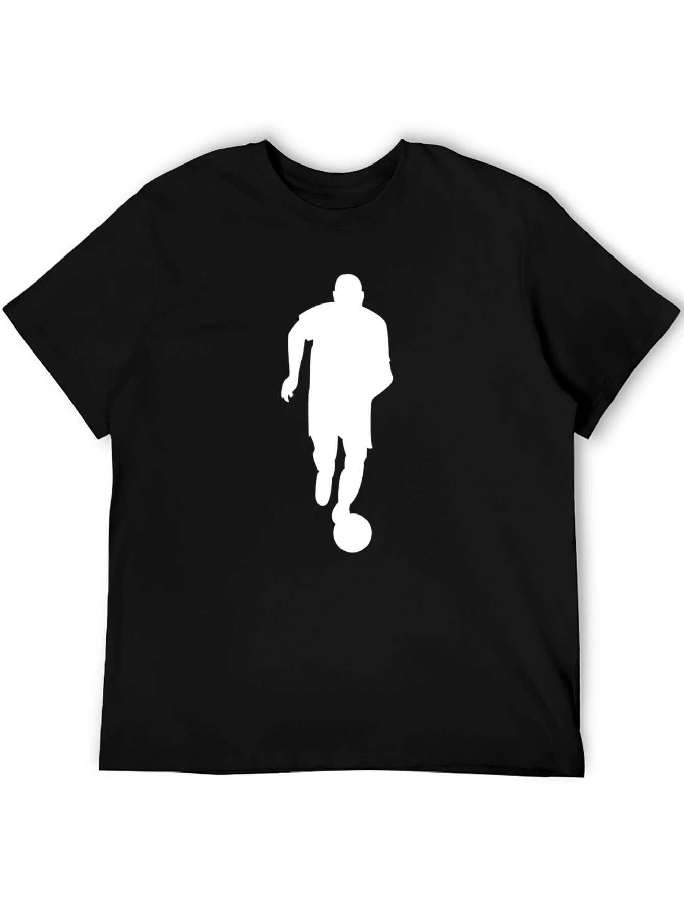 Black Soccer Player Silhouette Black T-Shirt view 5