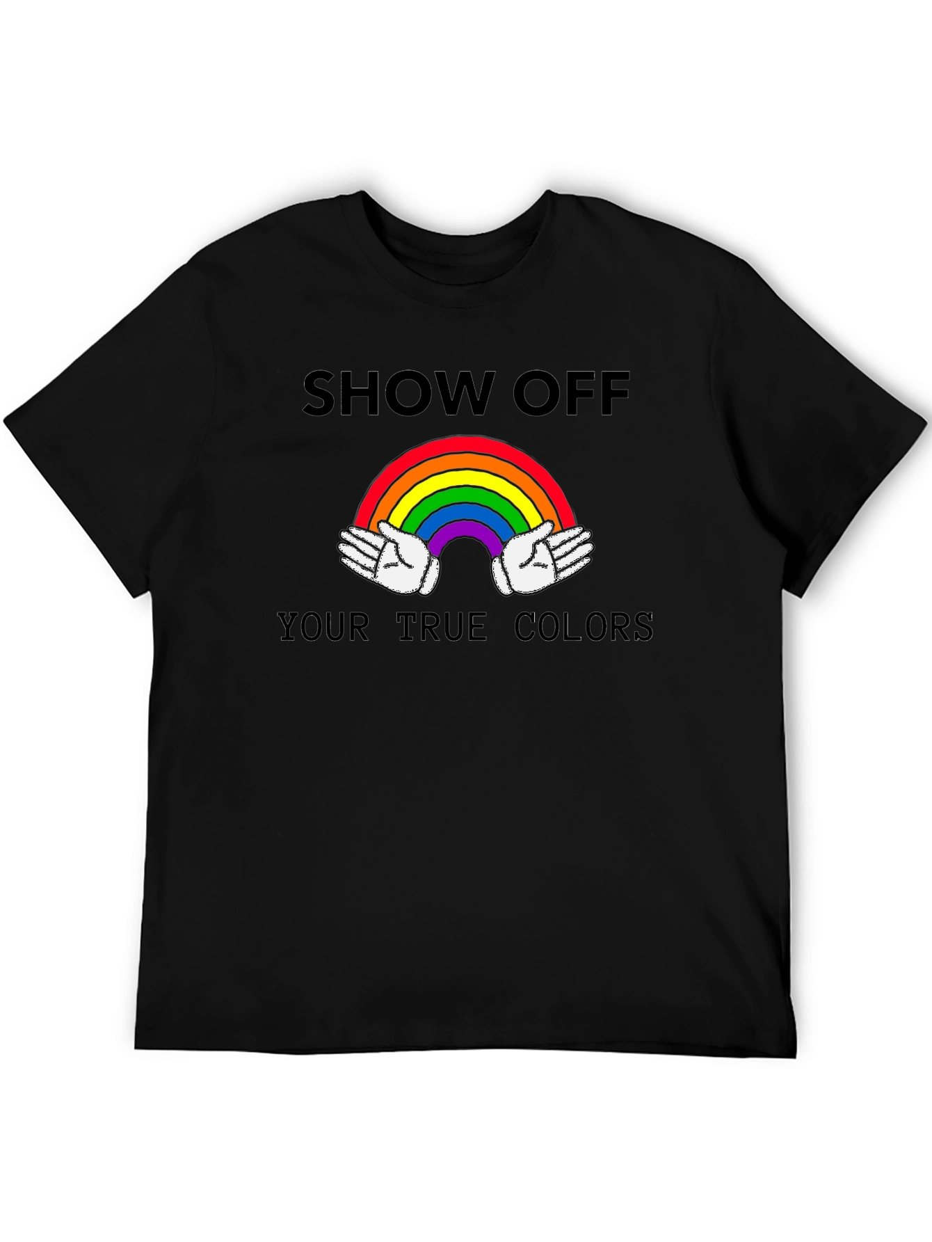 Black Show Off Your True Colors Rainbow Graphic Tee view 5