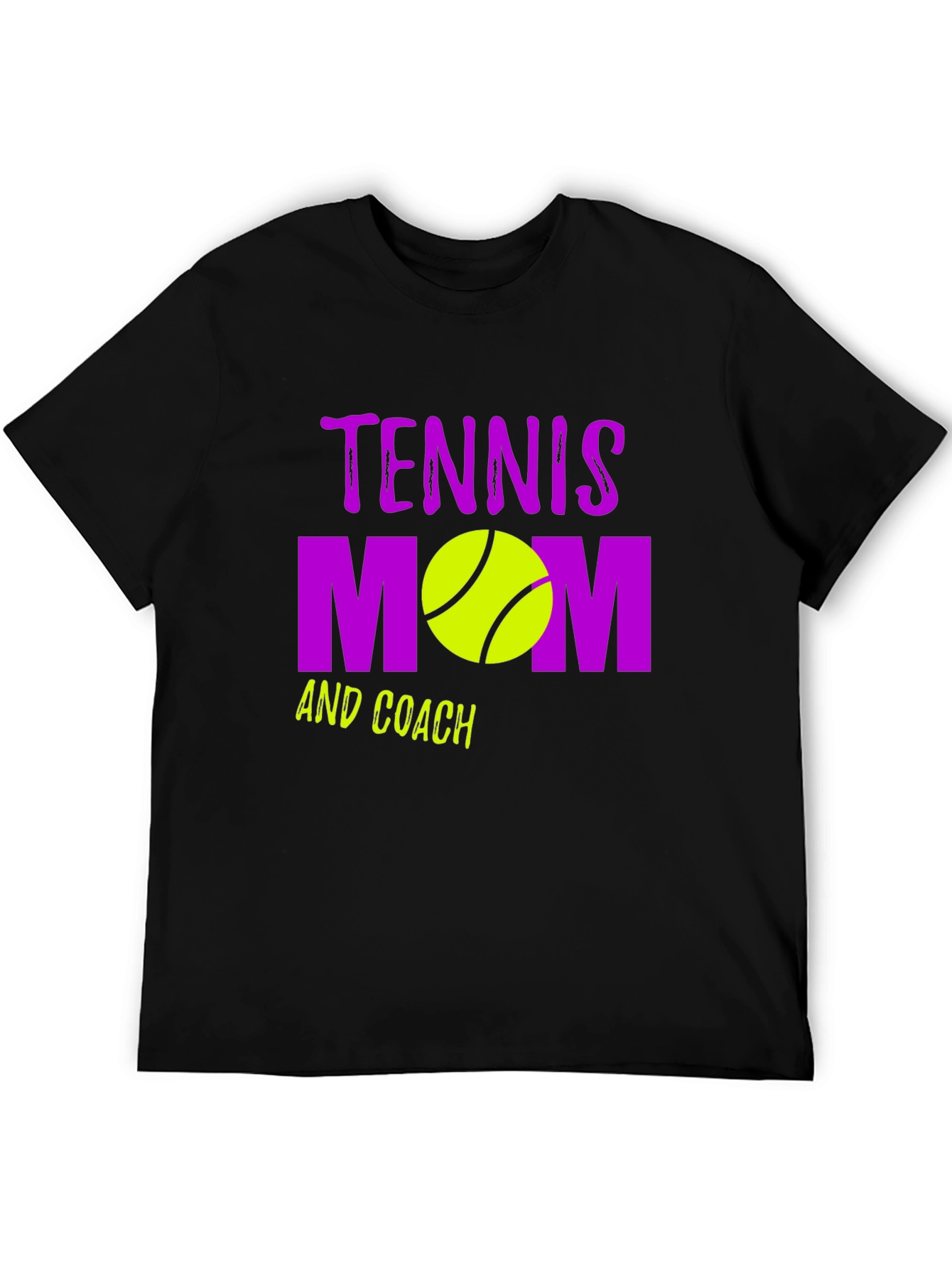 Black Tennis Mom and Coach Black Graphic T-Shirt view 5