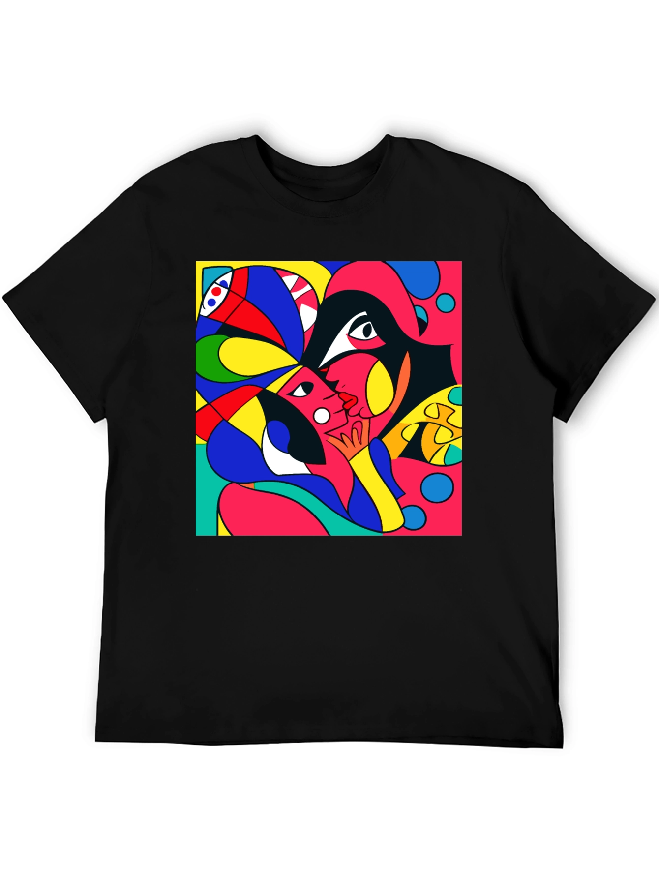 Black Abstract Art Graphic Tee - Modern Casual Style view 5