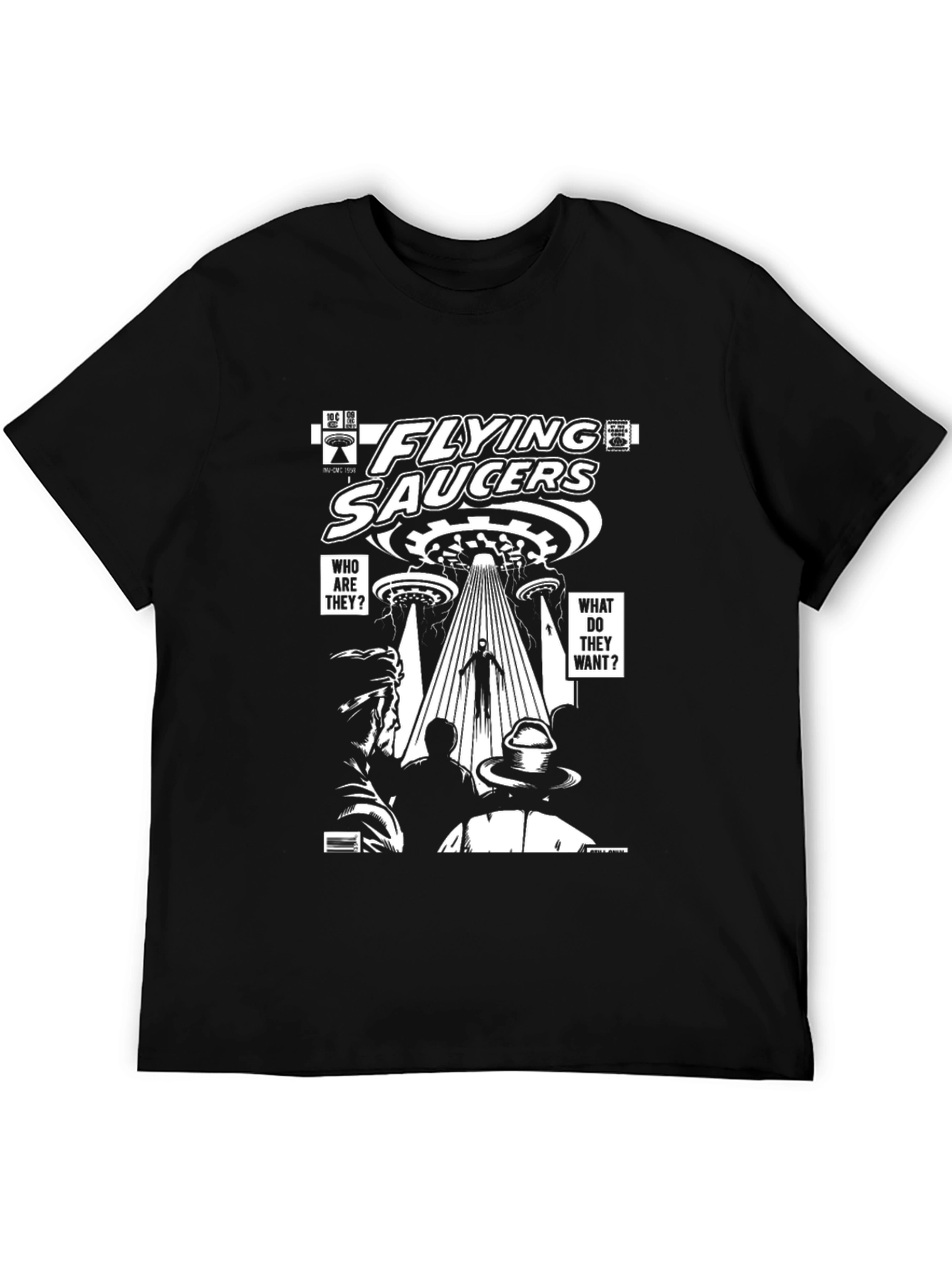 Black Flying Saucers Graphic Novelty T-Shirt view 5
