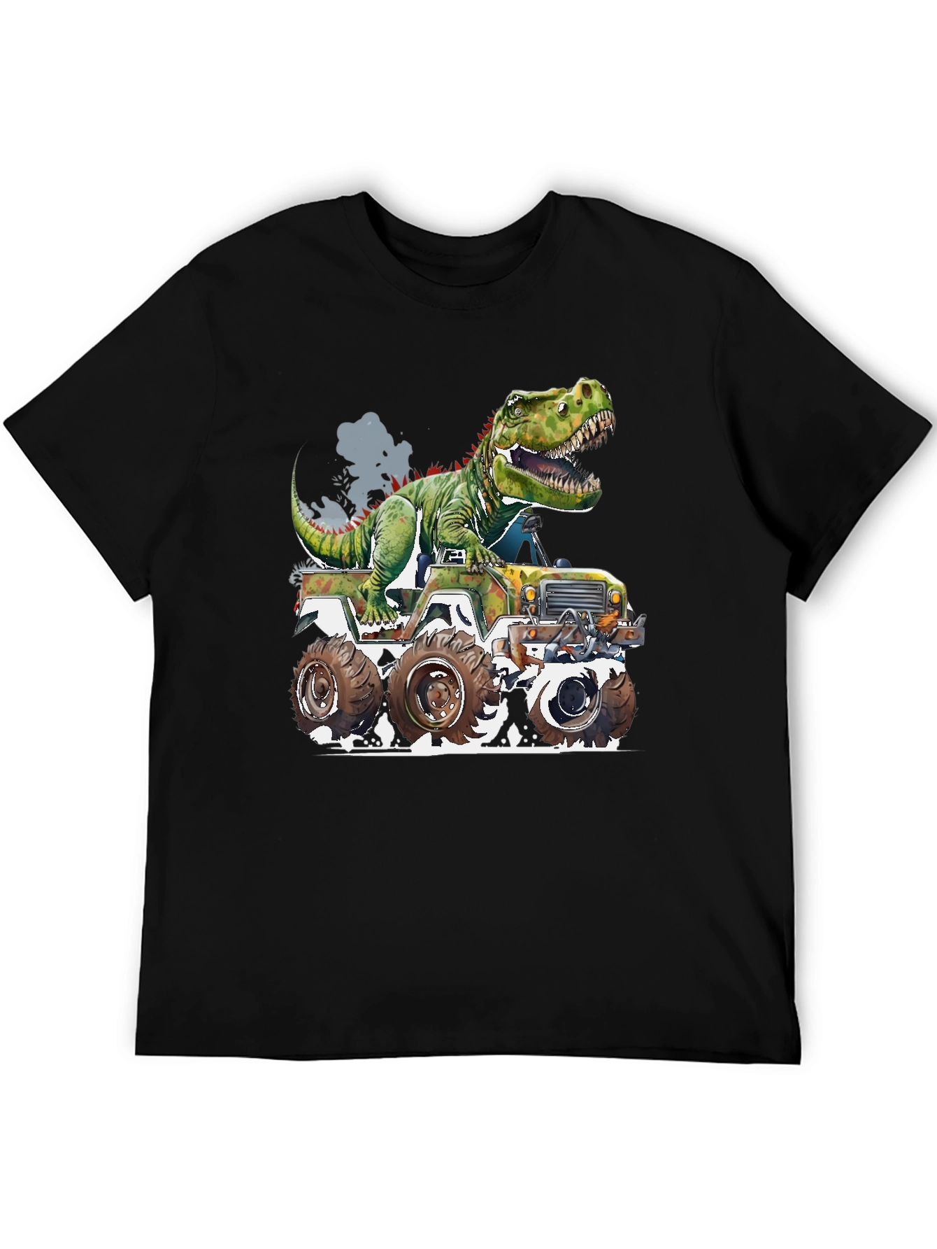 Black Dinosaur Monster Truck Graphic Tee view 5