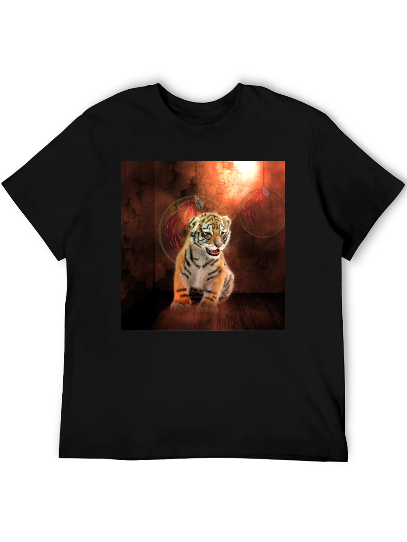 Black Tiger Cub Graphic Tee - Black Cotton Blend view 5