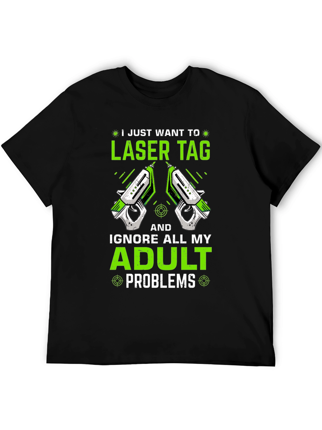 Black Laser Tag Adult Problems Graphic T-Shirt view 5