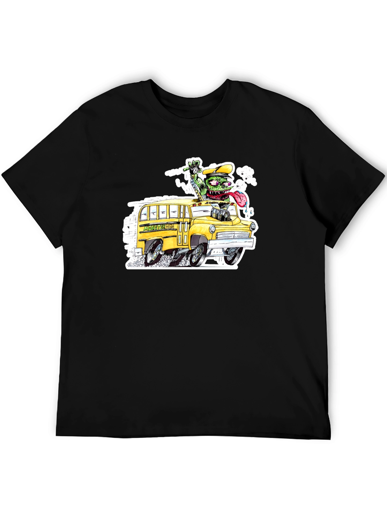 Black Monster School Bus Black T-Shirt view 5