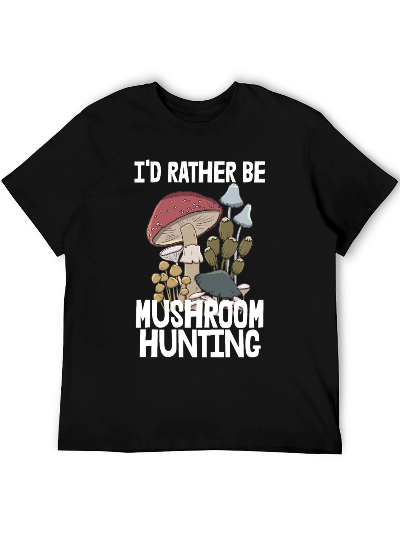 Black Mushroom Hunting Graphic Tee view 5