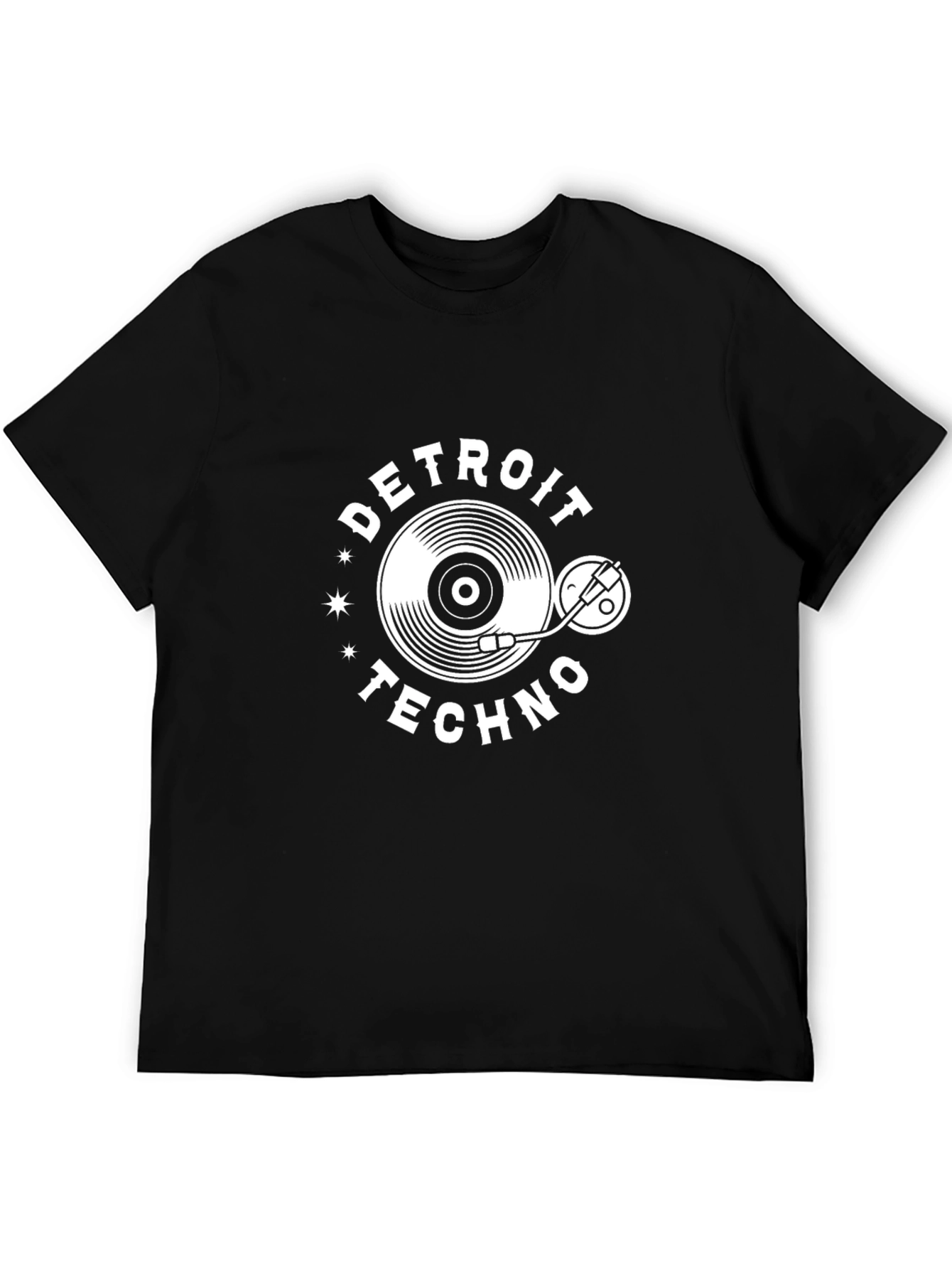 Black Detroit Techno Vinyl Record Graphic T-Shirt view 5
