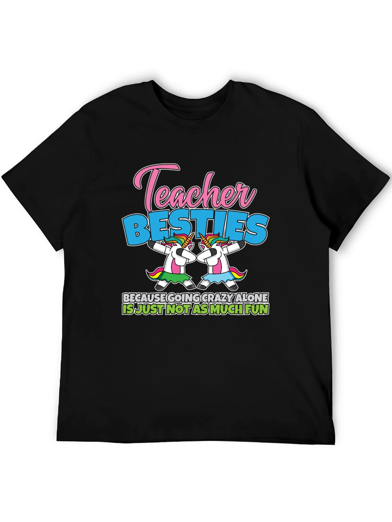 Black Teacher Besties Unicorn T-Shirt view 5