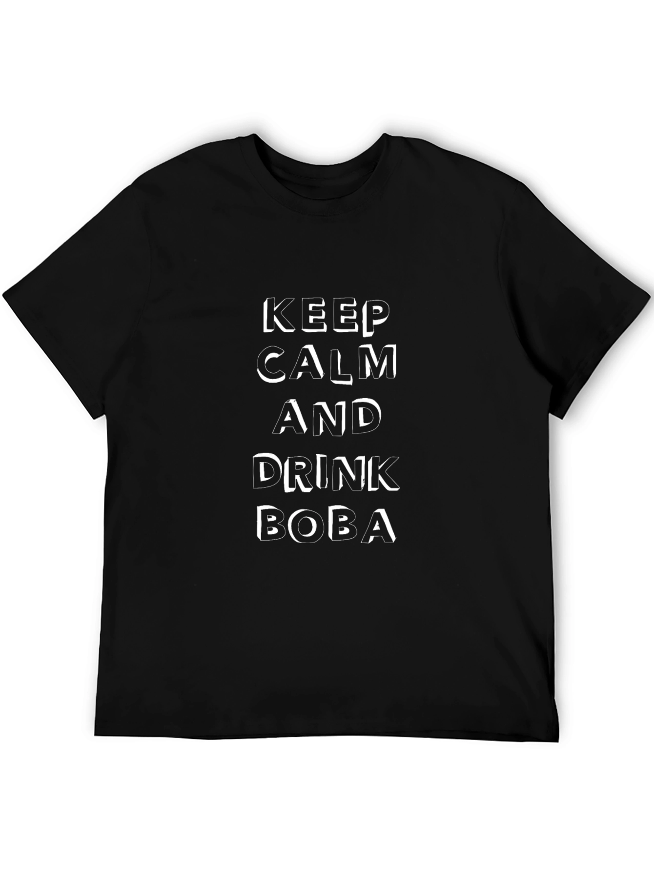 Black Keep Calm and Drink Boba T-Shirt - Casual Graphic Tee view 5