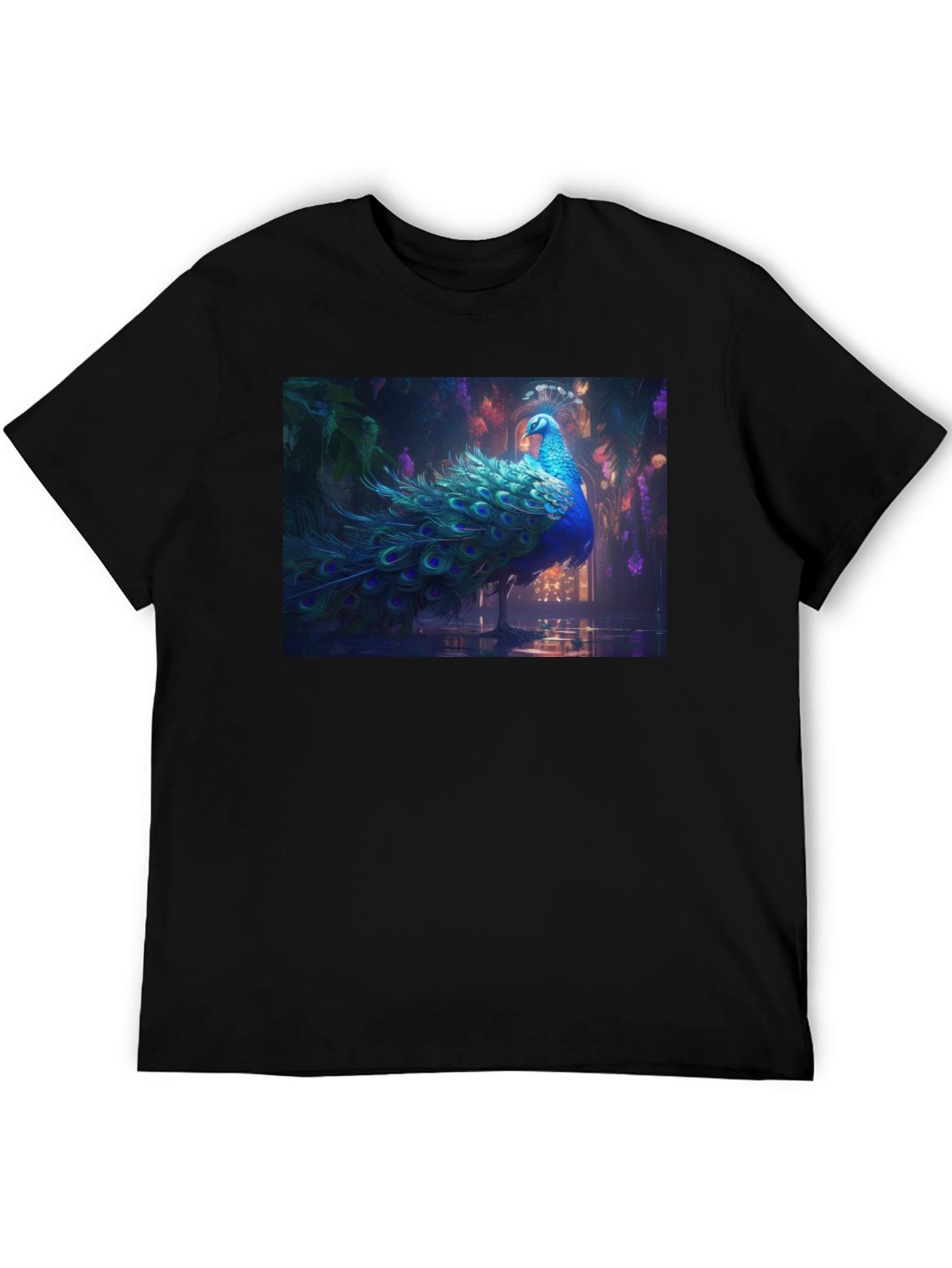 Black Peacock Graphic Tee - Stylish Men's T-Shirt view 5