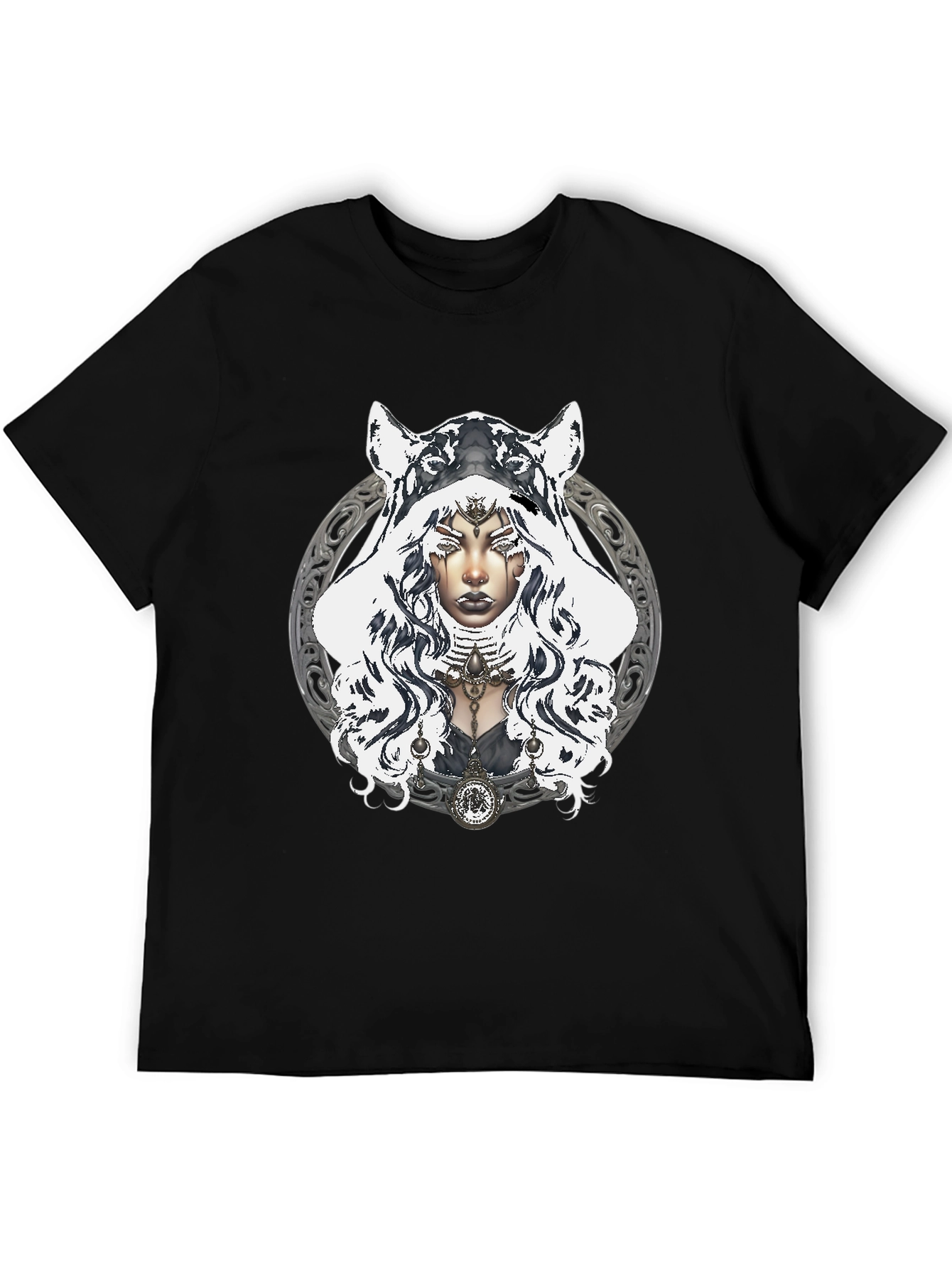 Black Mystic Wolf Hooded T-Shirt view 5