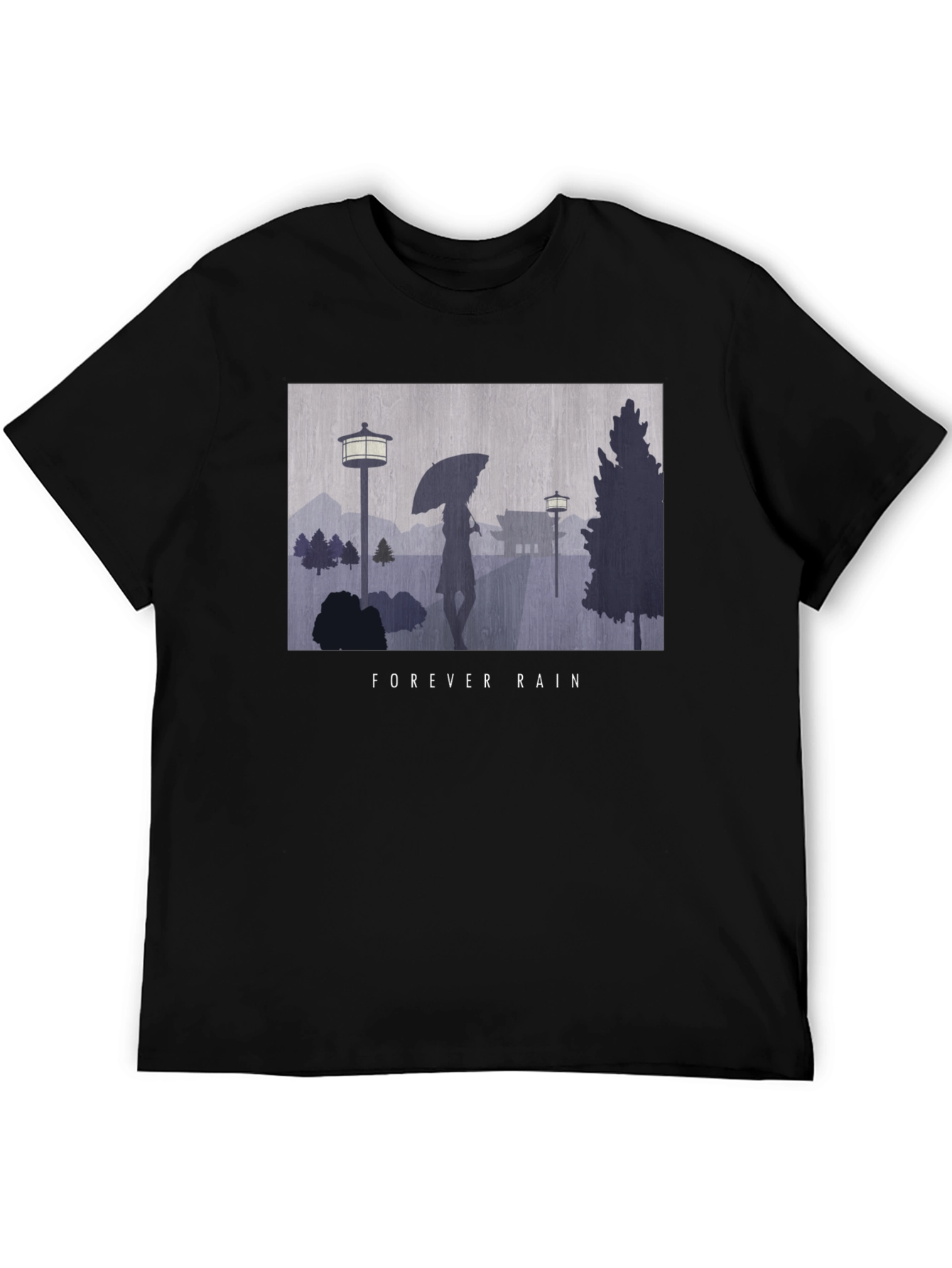 Black Forever Rain Graphic Tee - Unisex Black T-Shirt view 5