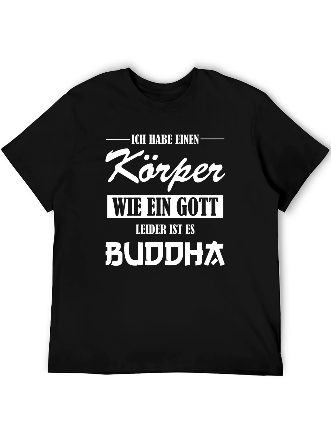 Black Funny German T-Shirt - Buddha Body view 5