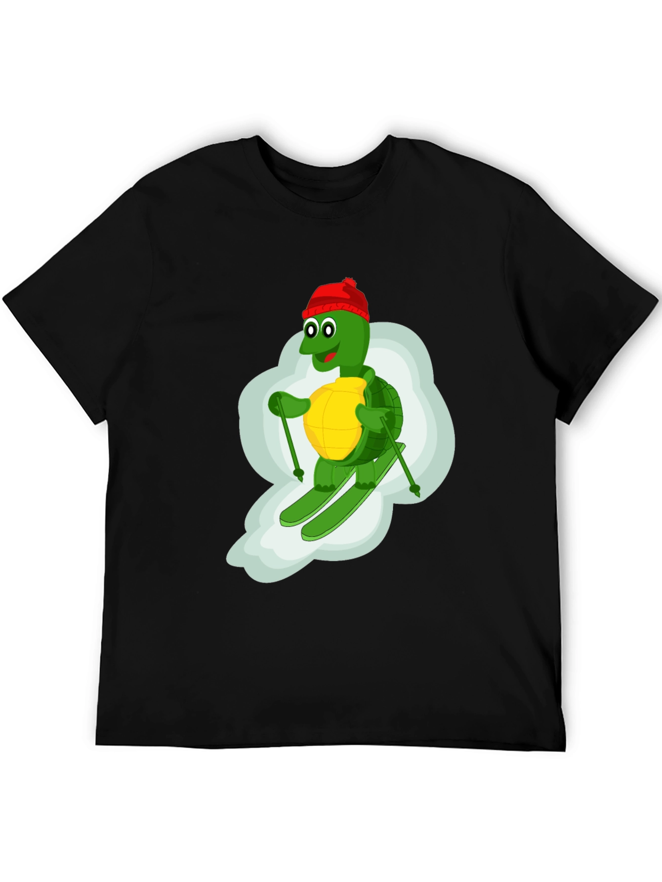 Black Skiing Turtle T-Shirt - Fun Cartoon Graphic Tee view 5