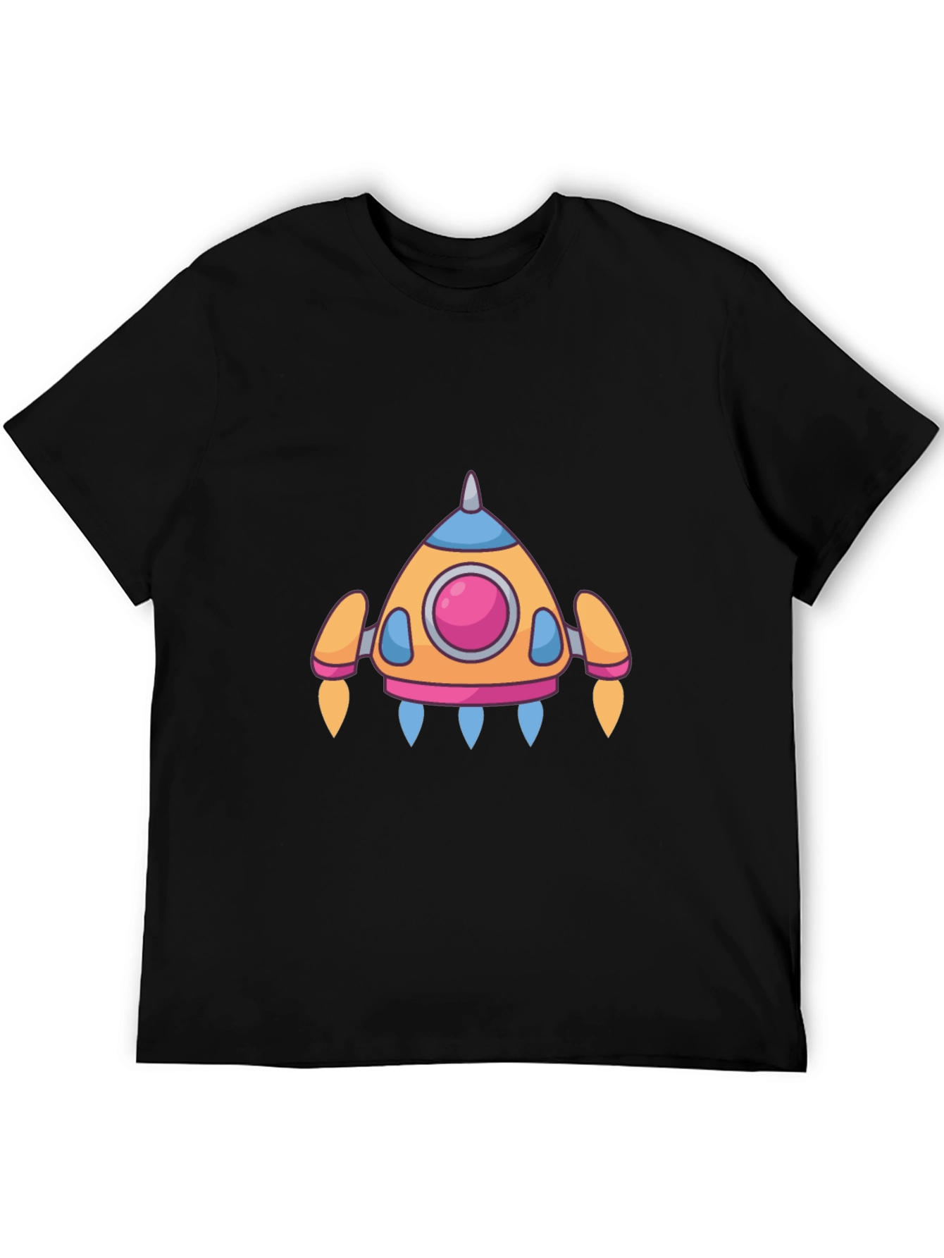 Black Cartoon Rocket T-Shirt - Soft Cotton Blend view 5