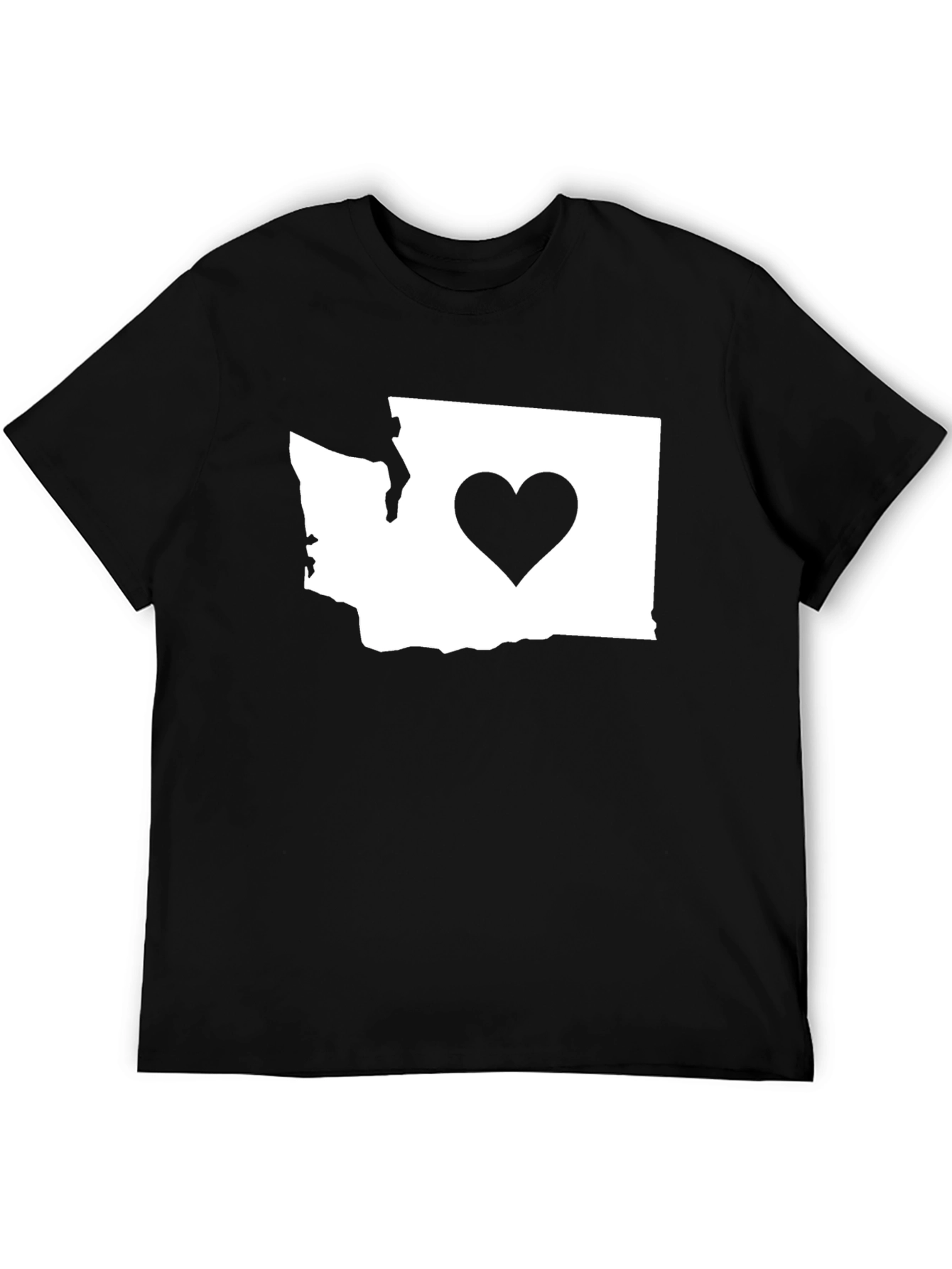 Black Washington State Heart T-Shirt - Black view 5