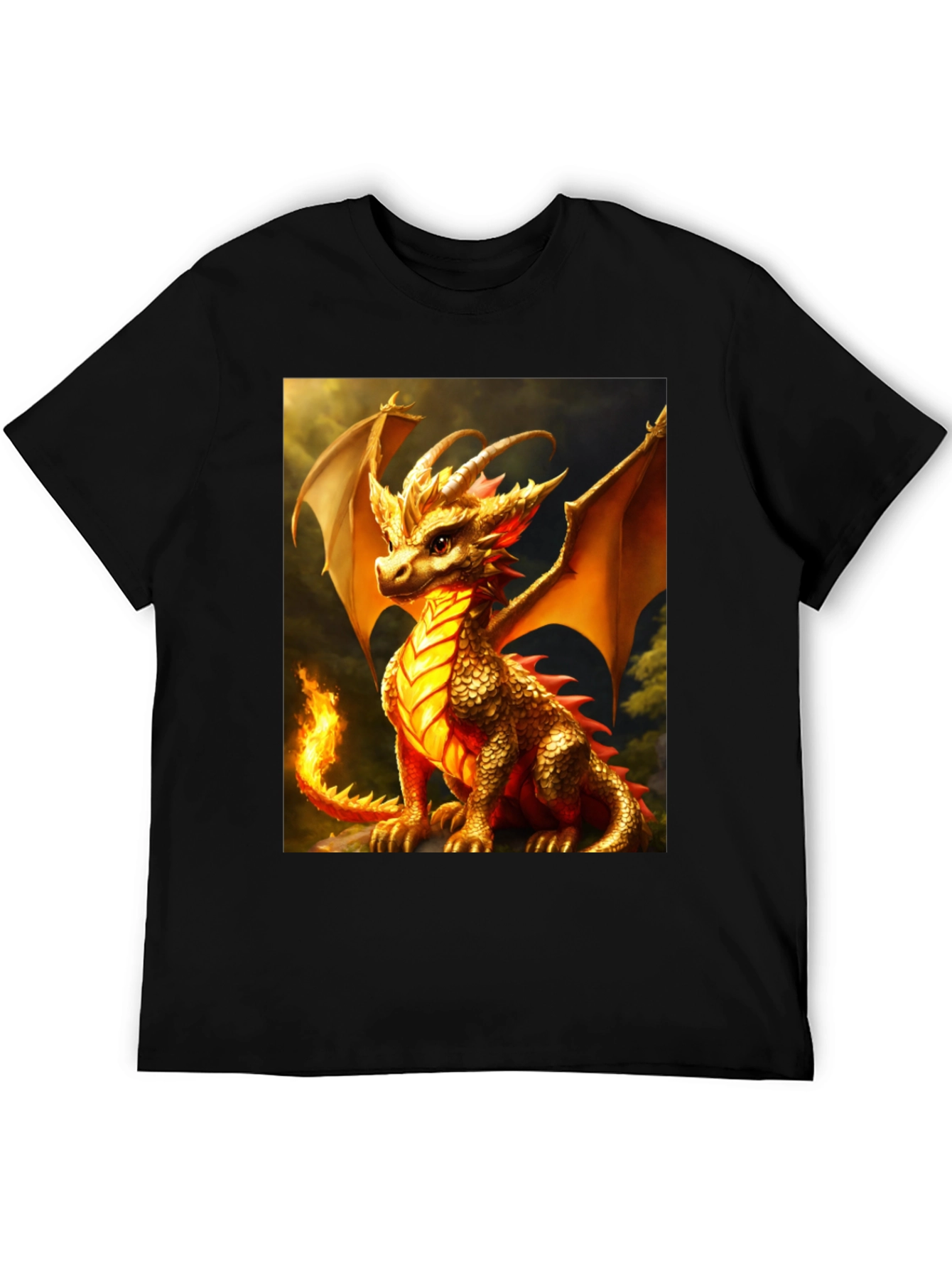 Black Dragon Graphic Tee - Black Cotton Blend T-Shirt view 5